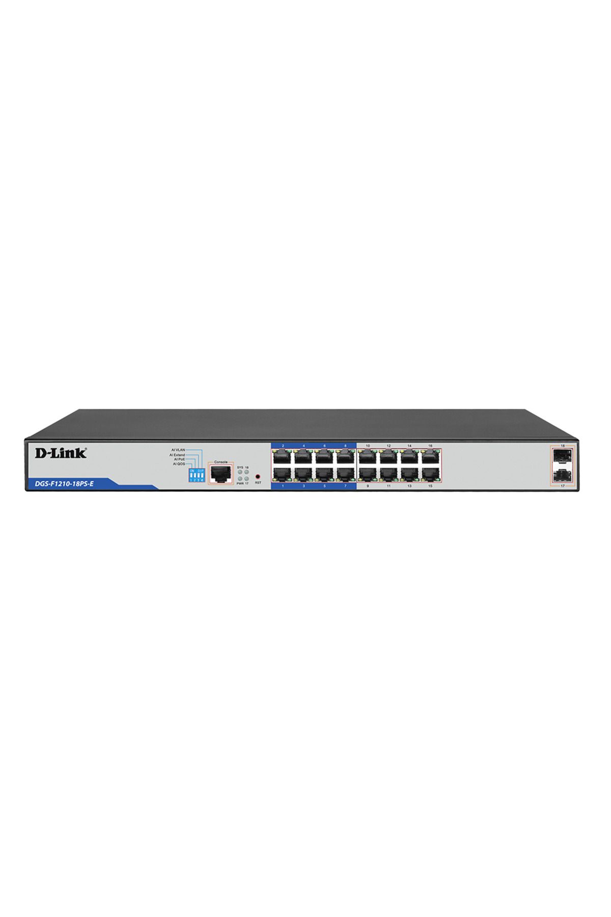 D-Link DGS-F1210-18PS-E 16 PoE+ Portlu 18 Portlu Gigabit Akıllı Yönetilen