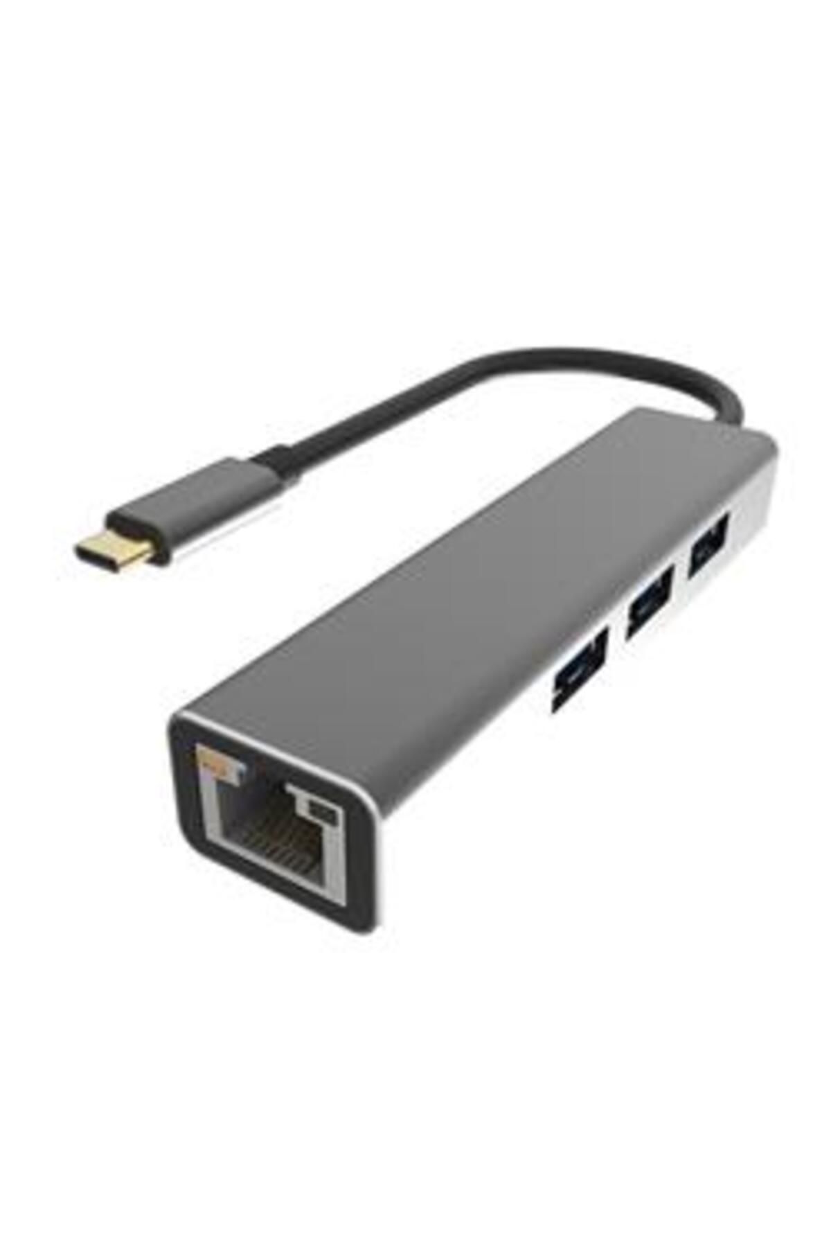 Genel Markalar Dh311a Type-c To Usb3.0-3 Rj45 Çoklayıcı