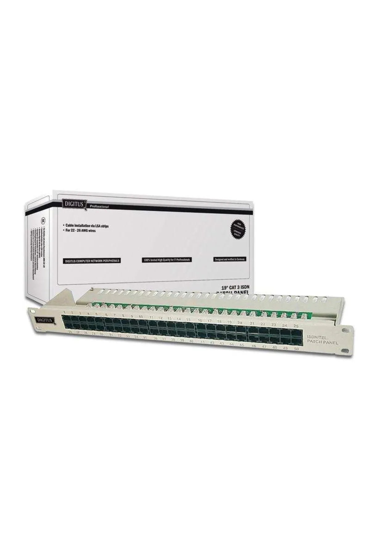 Assmann Digitus 19 Inch 50 Port Cat-3 Isdn Patch Panel, Zırhsız