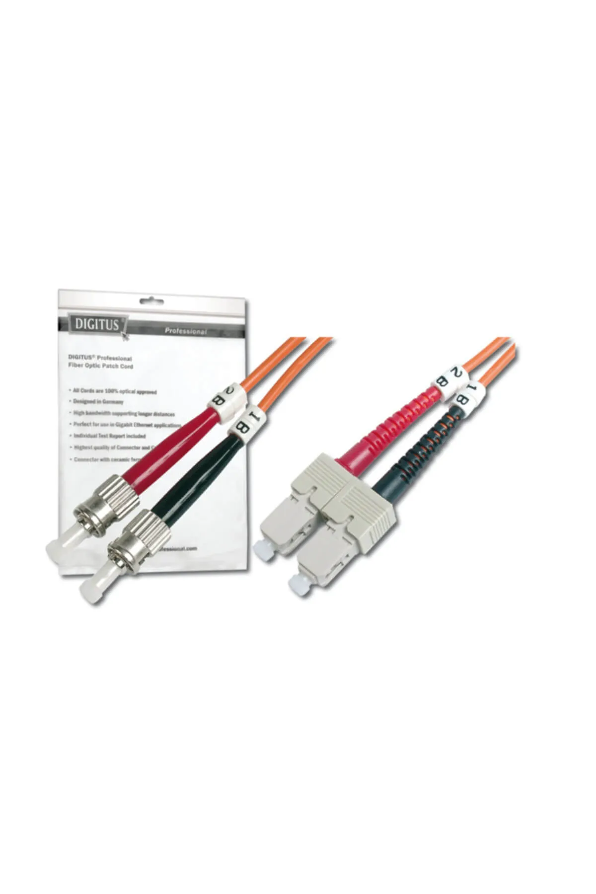 Assmann Digitus ST-SC Fiber Optik Patch Kablo, 10 metre, Multimode, Duplex, 62.5/125