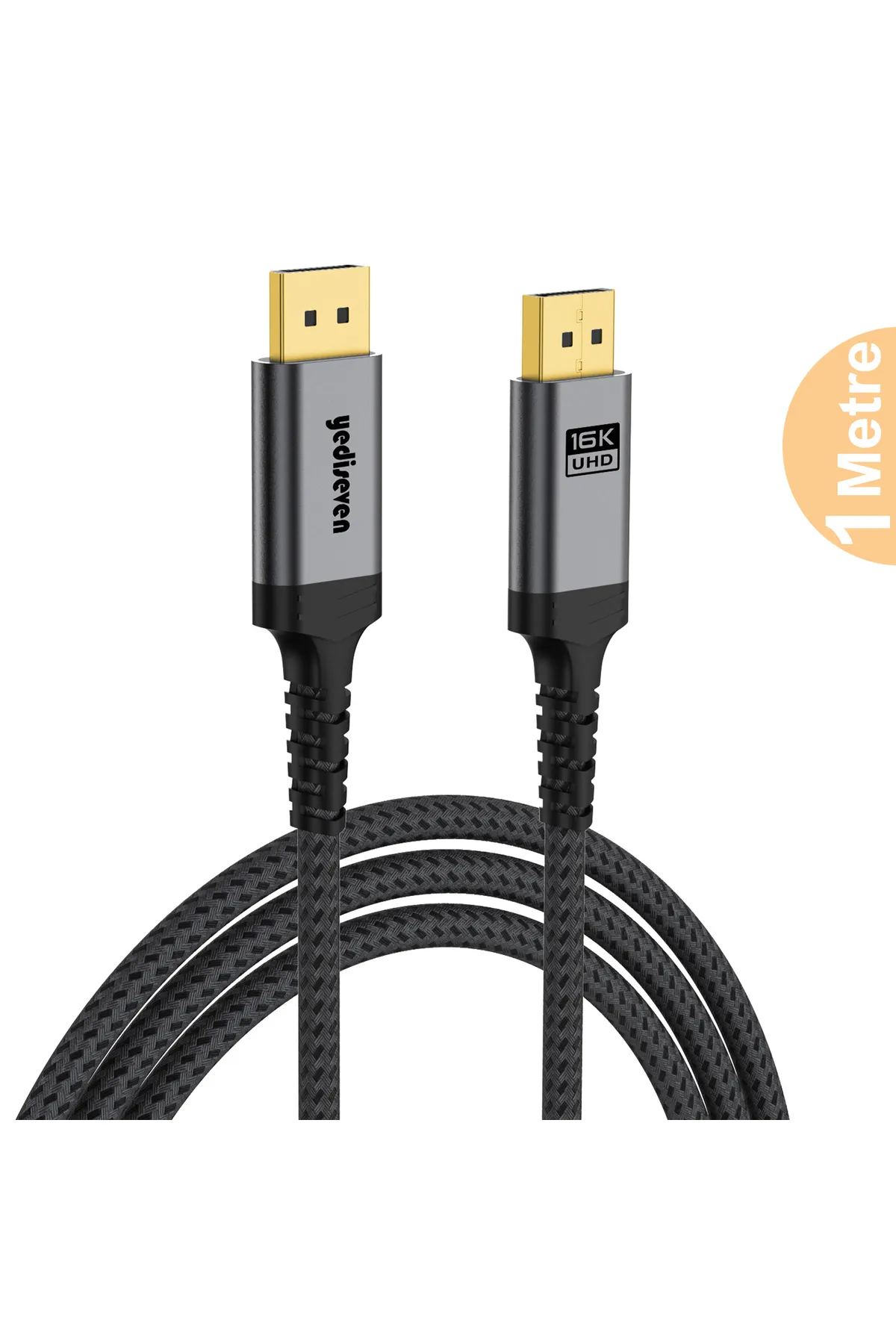 yediseven Displayport to Displayport Dp 2.1 Görüntü Aktarma Kablosu 16K@60Hz 80Gbps 1 Metre