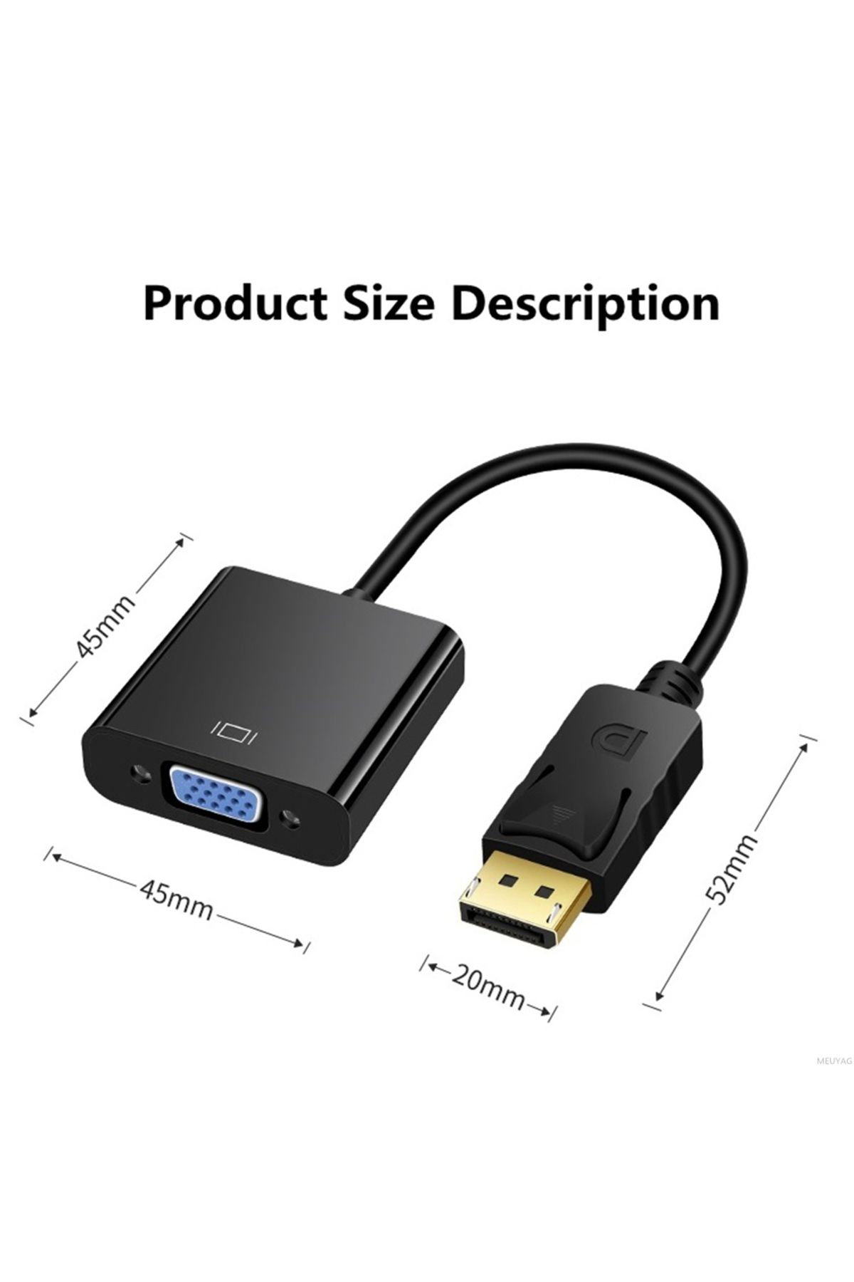 Derwell Displayport To Vga Çevirici Adaptör Display Port Display Port Dp Vga Pc Dizüstü Hdtv Monitör