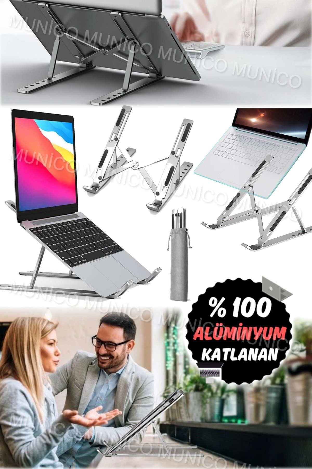 Munico Dizüstü Bilgisayar için Katlanan Ayarlanabilir Destek Kambur Engelleyici Notebook Standı Yükseltici