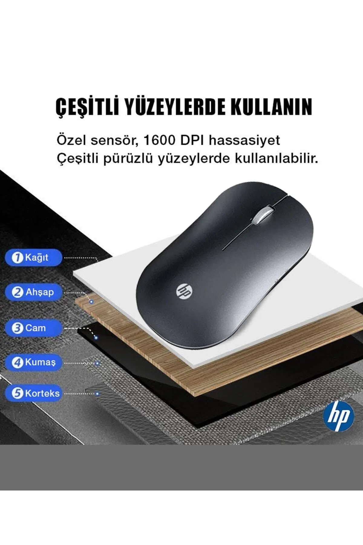 HP Dm10 2,4ghz Bluetooth Wireless Kablosuz Sessiz Mouse Siyah