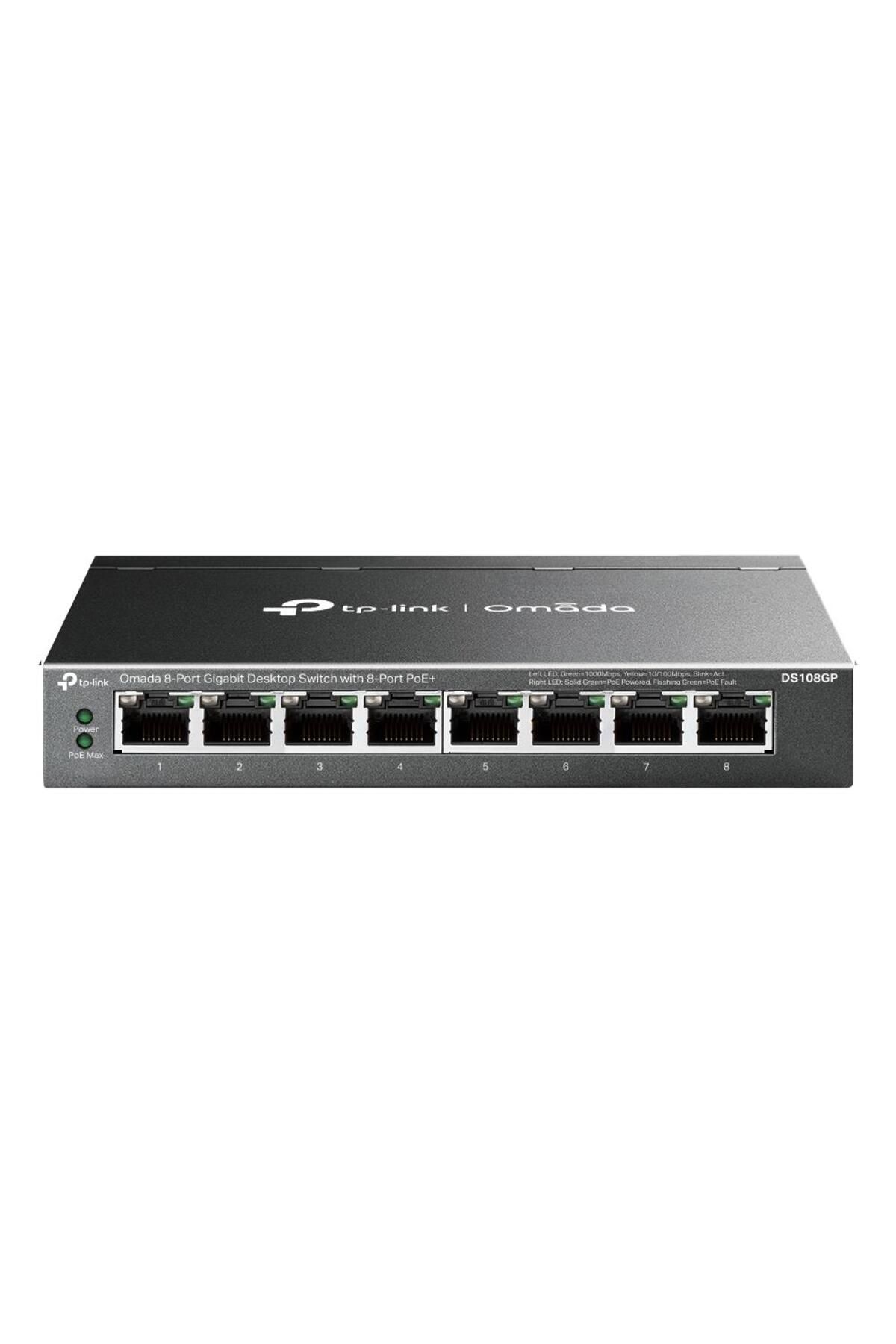 TP-Link DS108GP 8 Port 10-100-1000 Poe+ Switch Çelik Kasa Rack Mount