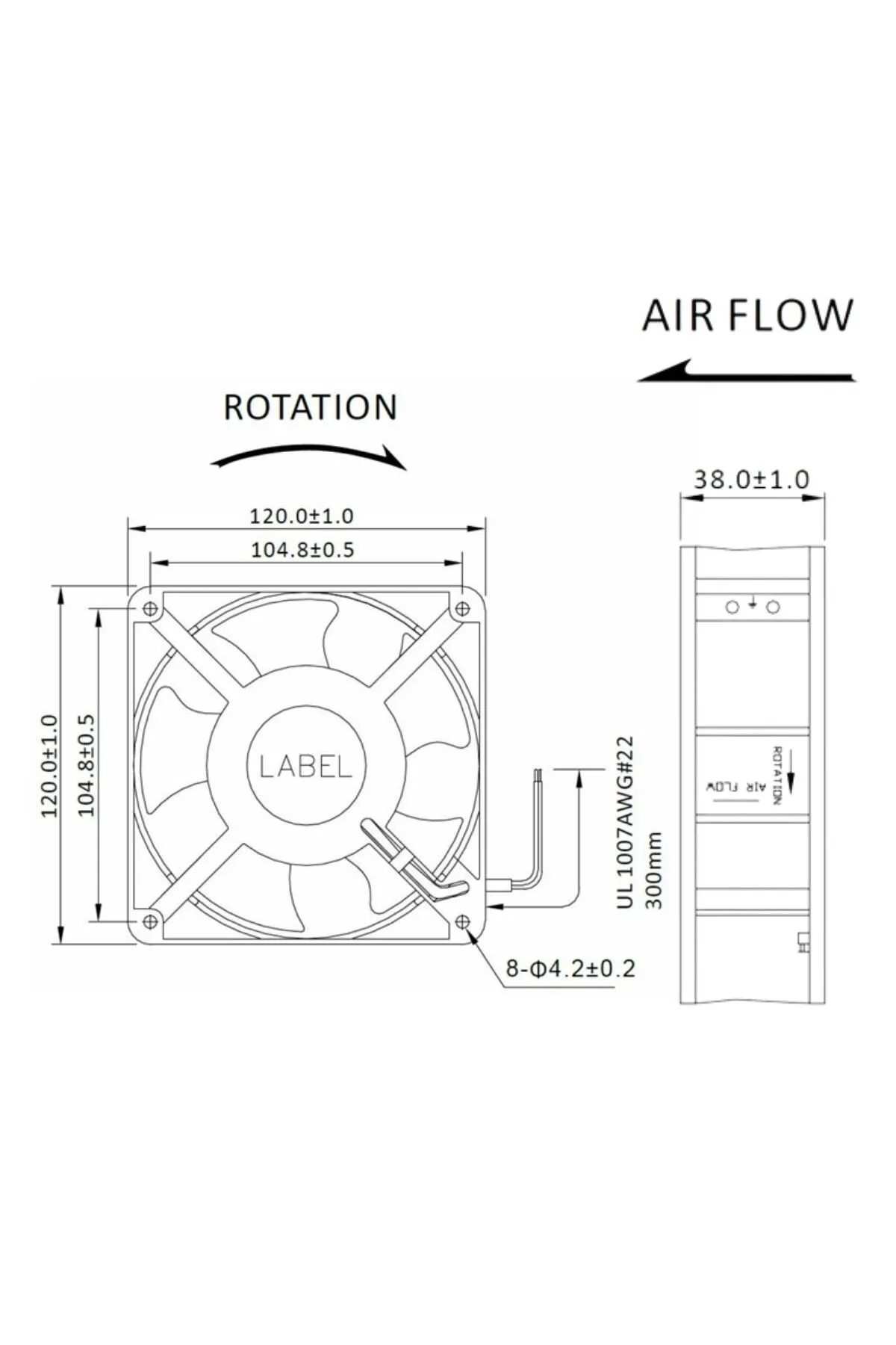 ELEKTROMALL DS12038ASHL Soğutucu Fan  120X120X38mm +  Metal Pervane Koruyucusu -1 ADET