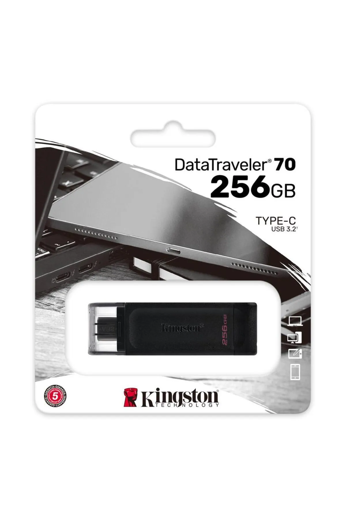 Kingston DT70 256GB USB-C 3.2 Gen 1 Type-C Flash Bellek