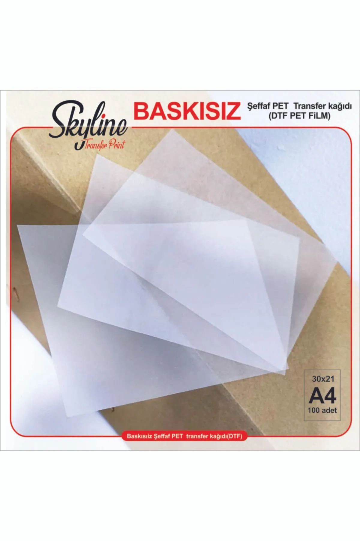 DTF İNK Dtf Pet Film-dtf Taransfer Baskı Kağıdı 20 Adet A4 Ebat (21*30 Cm)