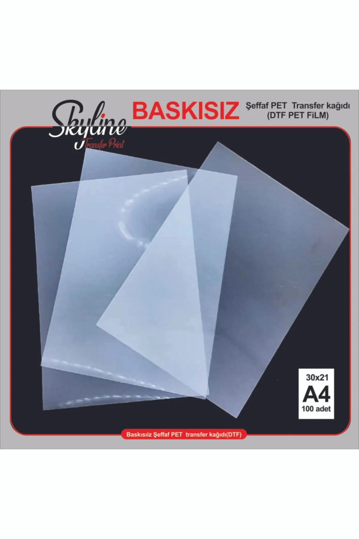 DTF İNK Dtf Pet Film-dtf Taransfer Baskı Kağıdı 20 Adet A4 Ebat (21*30 Cm)