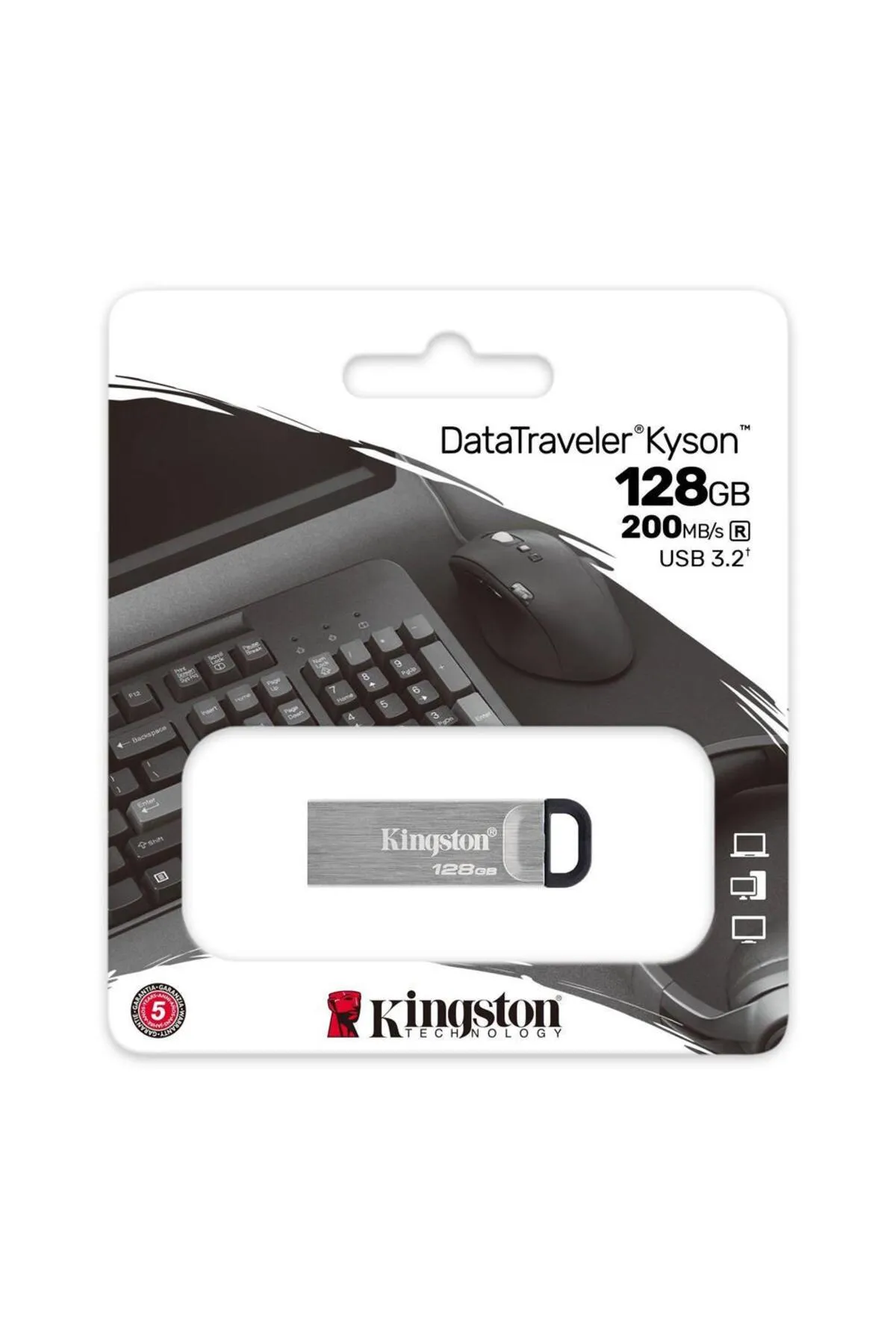 Kingston Dtkn-128gb 128gb Datatraveler Kyson 200mb-s Metal Usb 3.2 Gen 1 Flash Bellek