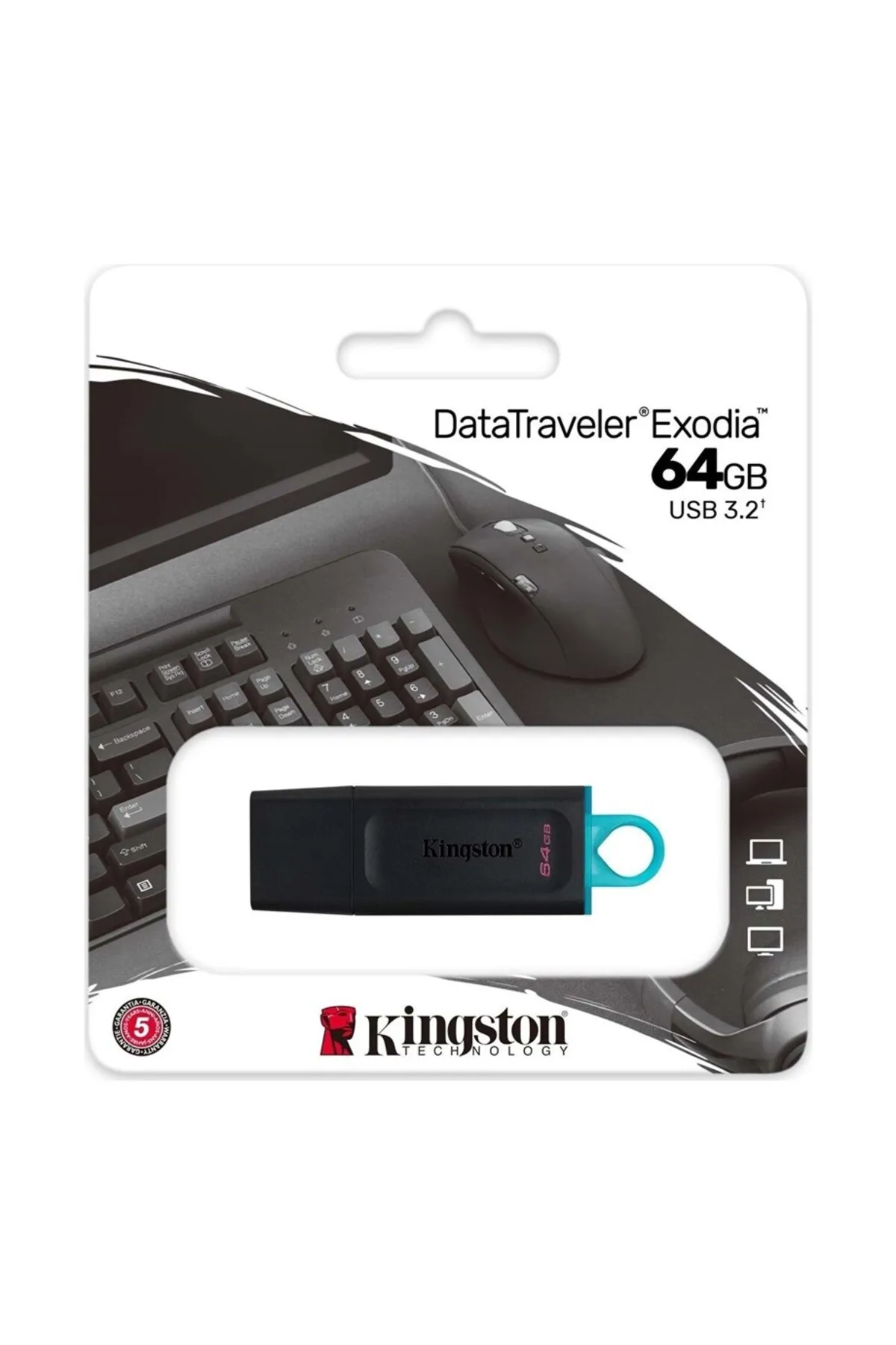 Kingston Dtx-64gb 64gb Usb3.2 Gen 1 Datatraveler Exodia (BLACK TEAL) Flash Bellek