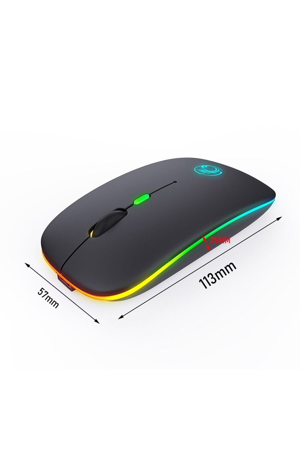 Genel Markalar E-1300 Kablosuz Wireless Şarjlı Rgb Led Işıklı Gaming Mouse 1600 Dpi Sessiz