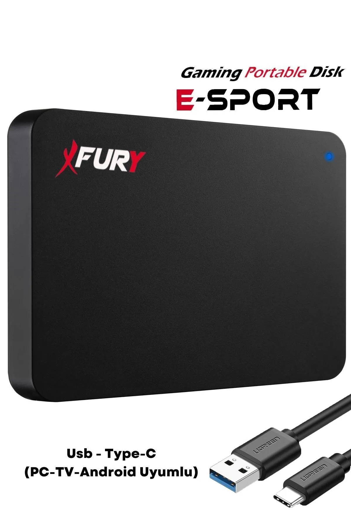 Fury E-sport 1 Tb Taşınabilir Disk - Taşınabilir Harddisk Usb - Type-c (pc-tv-android Uyumlu)