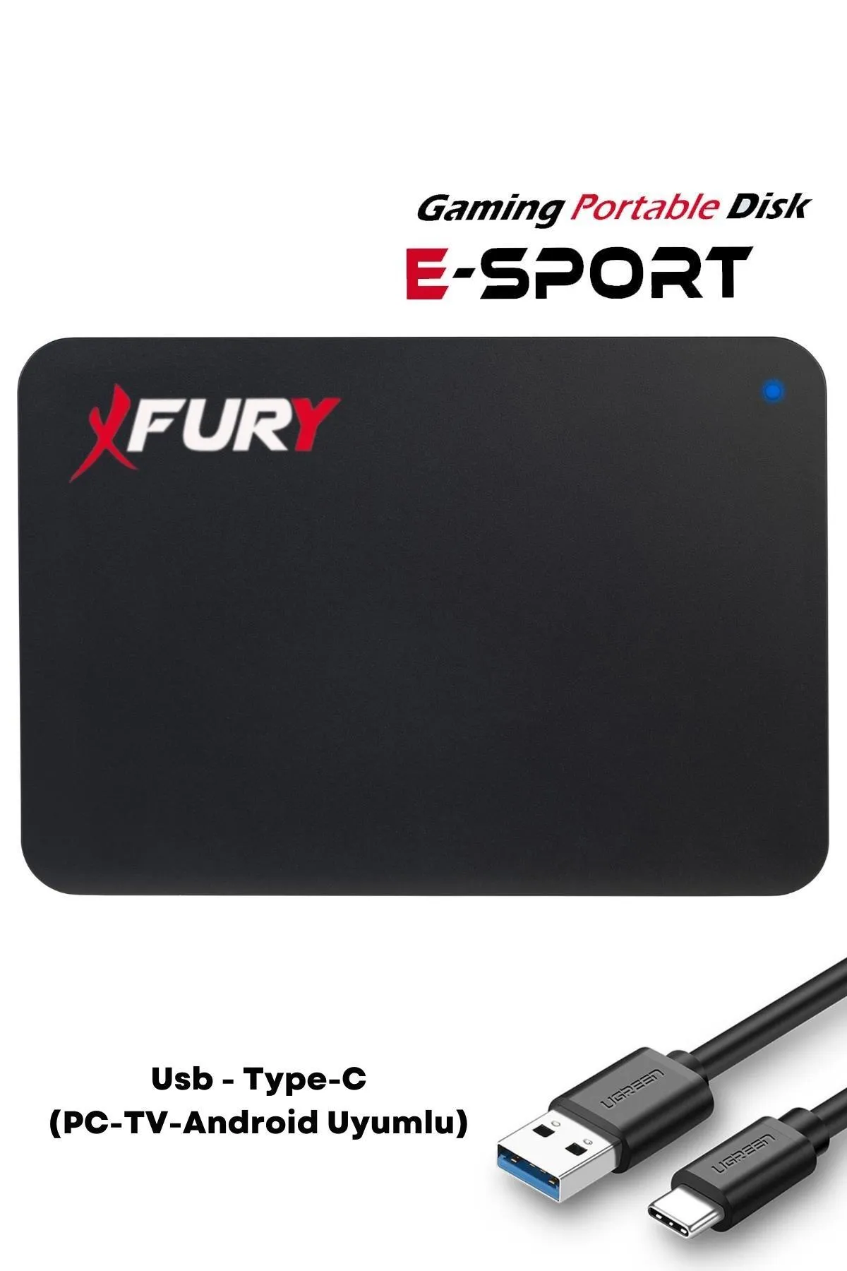 Fury E-sport 1 Tb Taşınabilir Disk - Taşınabilir Harddisk Usb - Type-c (pc-tv-android Uyumlu)