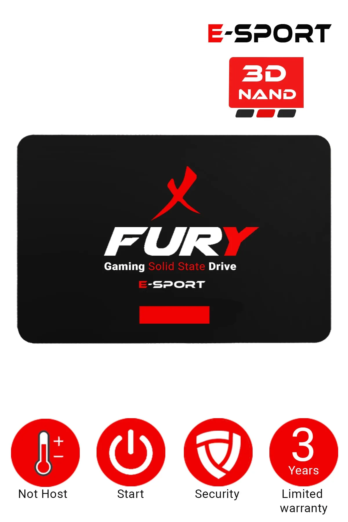 Fury E-Sport 128 GB 550 MB 500 MB/s Sata3 2.5'' Gaming SSD