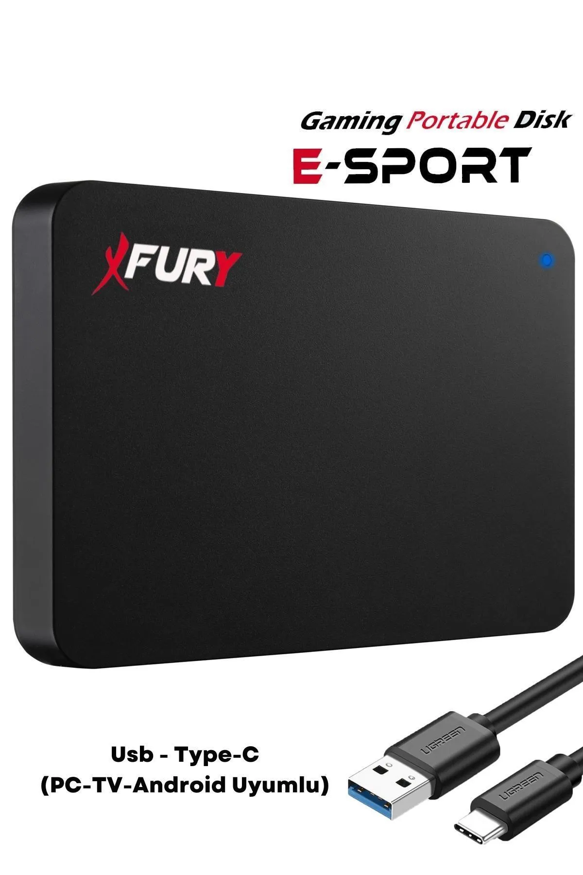 Fury E-sport 250Gb Harici Disk - Taşınabilir Disk-Taşınabilir Harddisk-Type-c(PC-TV-ANDROİD UYUMLU)