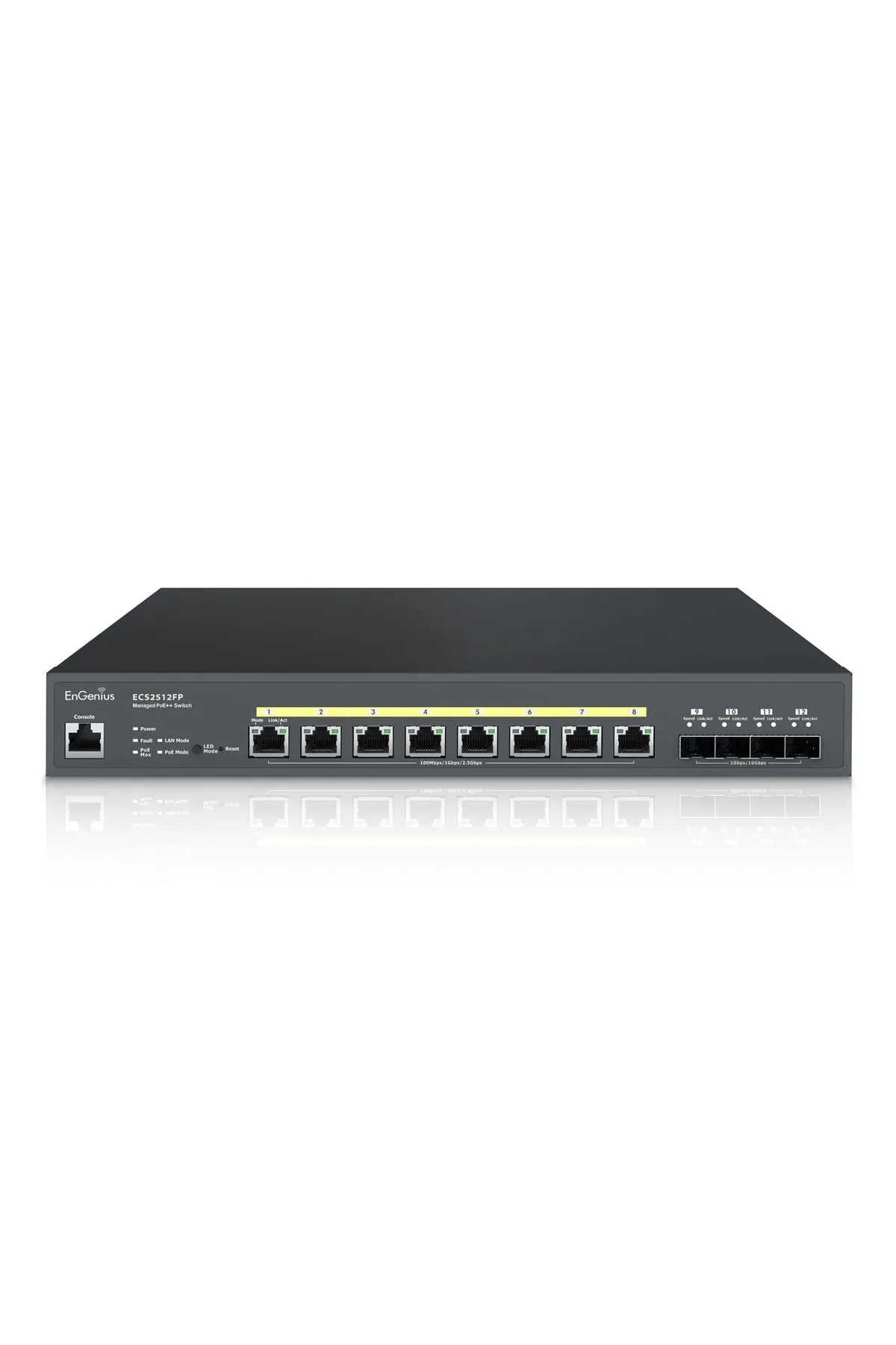 ENGENIUS Ecs2512fp Poe++ Switch 8 X 2500 Port, 4 X Sfp+ 10gig Port, L2+ 8-port Poe++