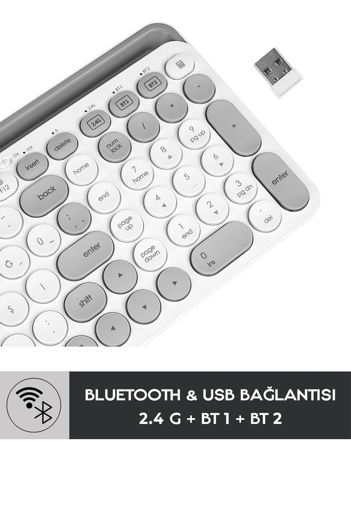 Everest Ekw-28 2.4g Bluetooth Bt1 Bt2 Çoklu Cihaz Bağlantılı Ulta Ince Q Mac-wın-ıos-android Kablosuz Klavye