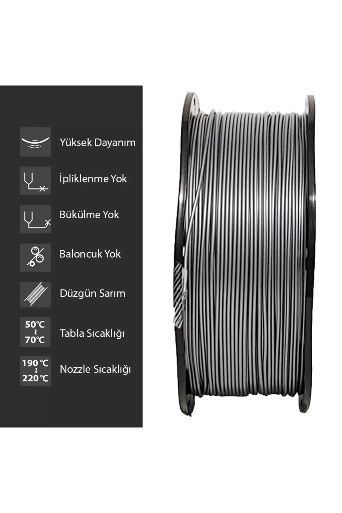 ELAS3D Elas 1.75mm Gümüş Pla Plus Filament 1kg