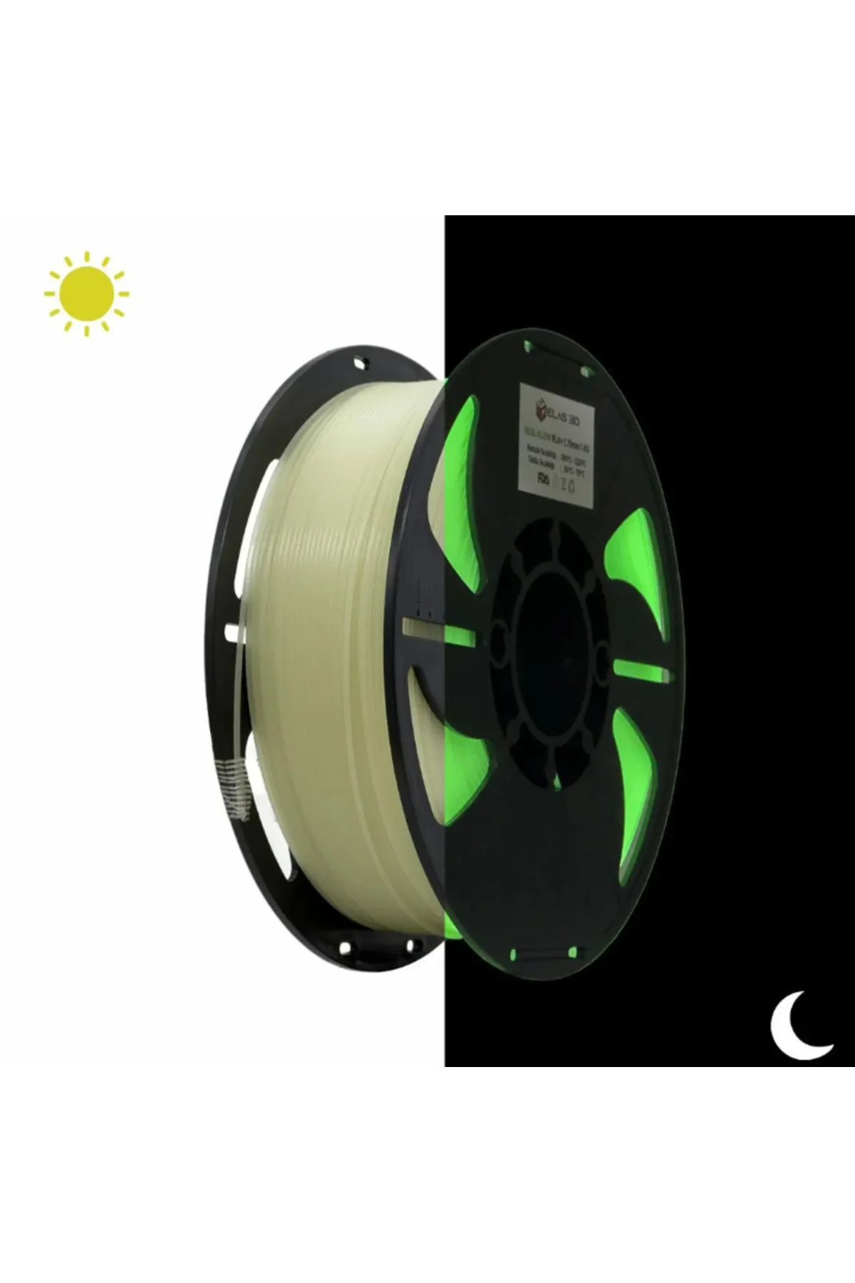 ELAS3D ELAS GLOW PLA+ Filament Yeşil 1.75mm 1Kg