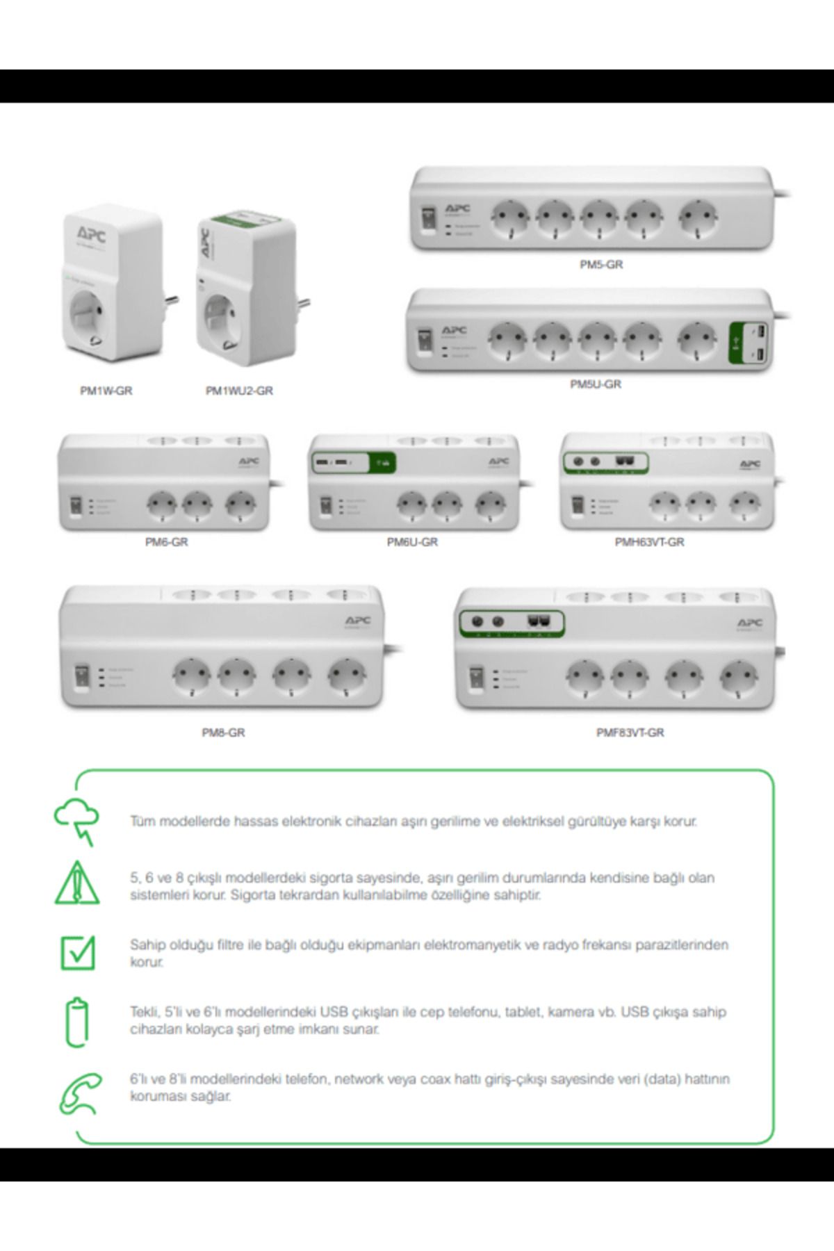 Schneider Electrıc Pm1wu2-gr Apc Tekli Akım Korumalı Priz 2 Usb'li