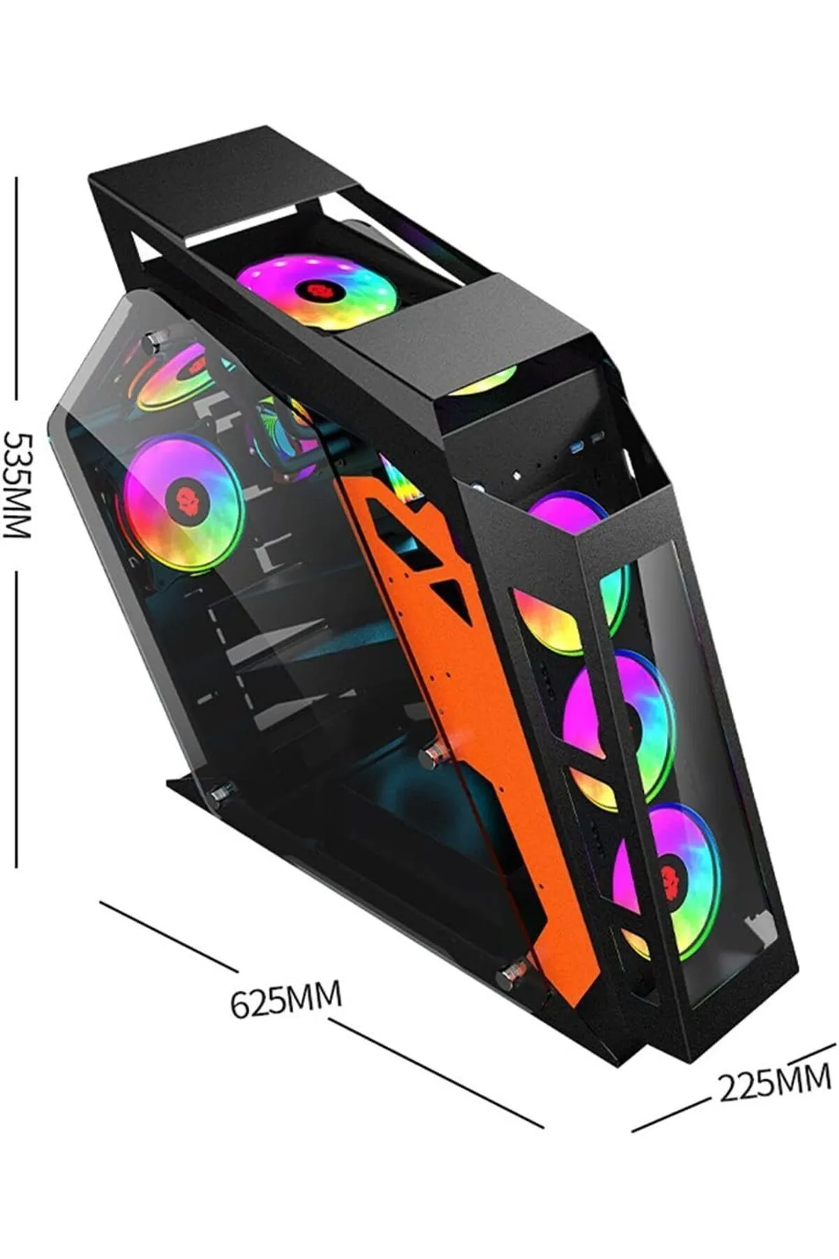 Revenge Emperor ATX Robotik 7 RGB Fanlı Şeffaf Cam Panel Gaming Oyuncu Bilgisayar Kasası