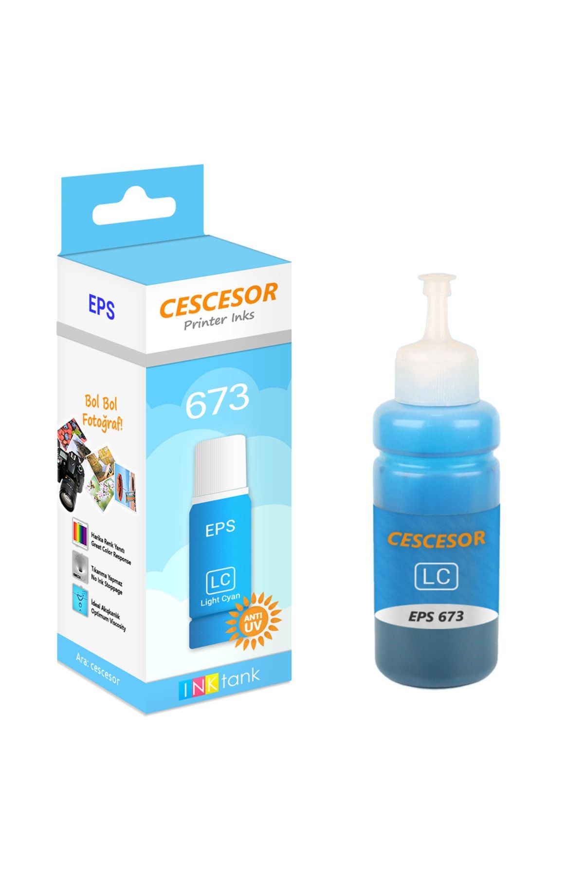 Cescesor Epson 673 Açık Mavi Muadil Mürekkep - 70 ml