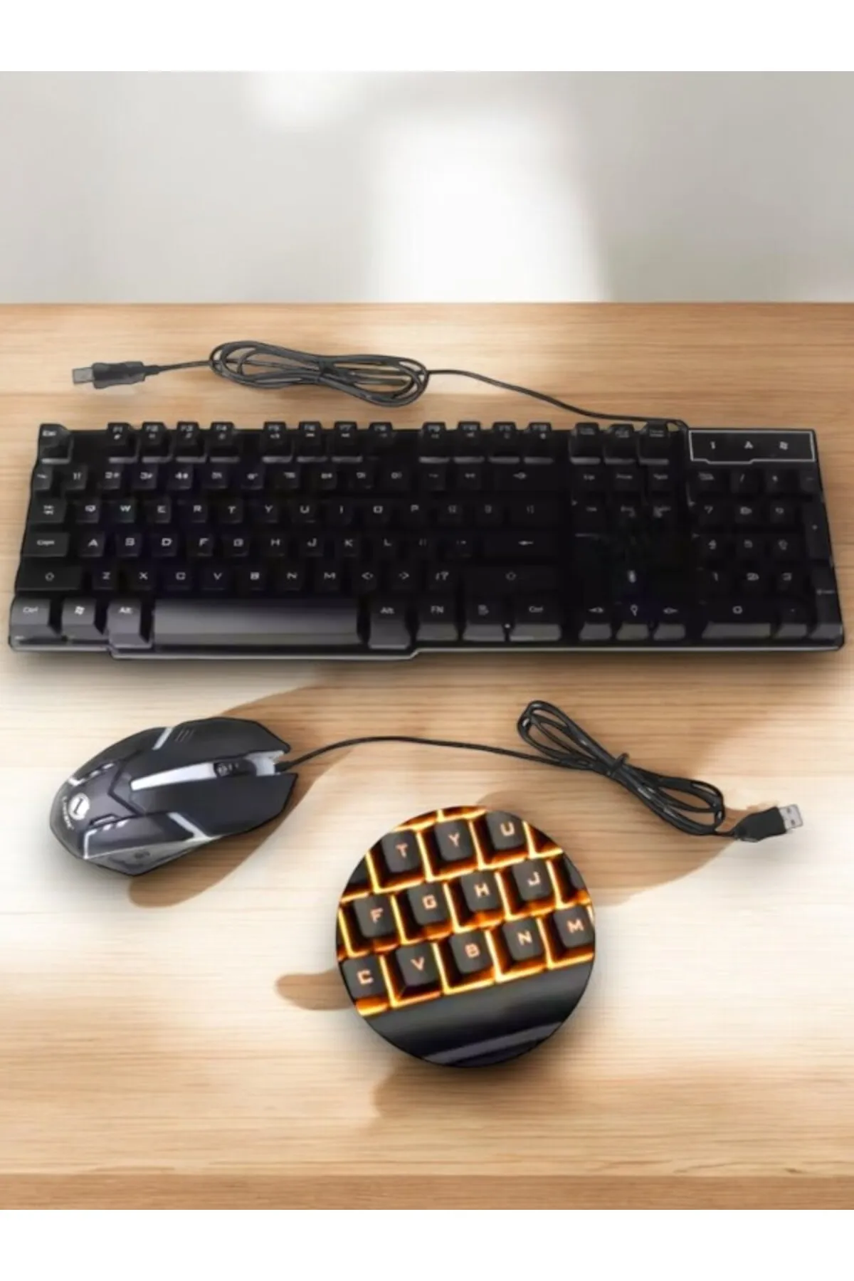 UCUZTEKNO Ergonomik ve Dayanıklı RGB Işıklı Oyuncu Klavye Mouse Kombinasyonu