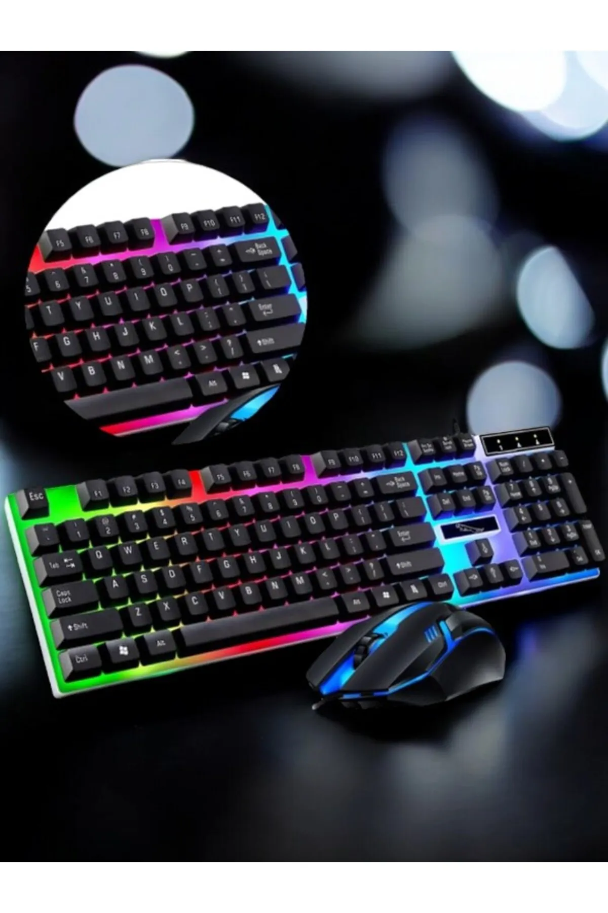 UCUZTEKNO Ergonomik ve Dayanıklı RGB Işıklı Oyuncu Klavye Mouse Kombinasyonu