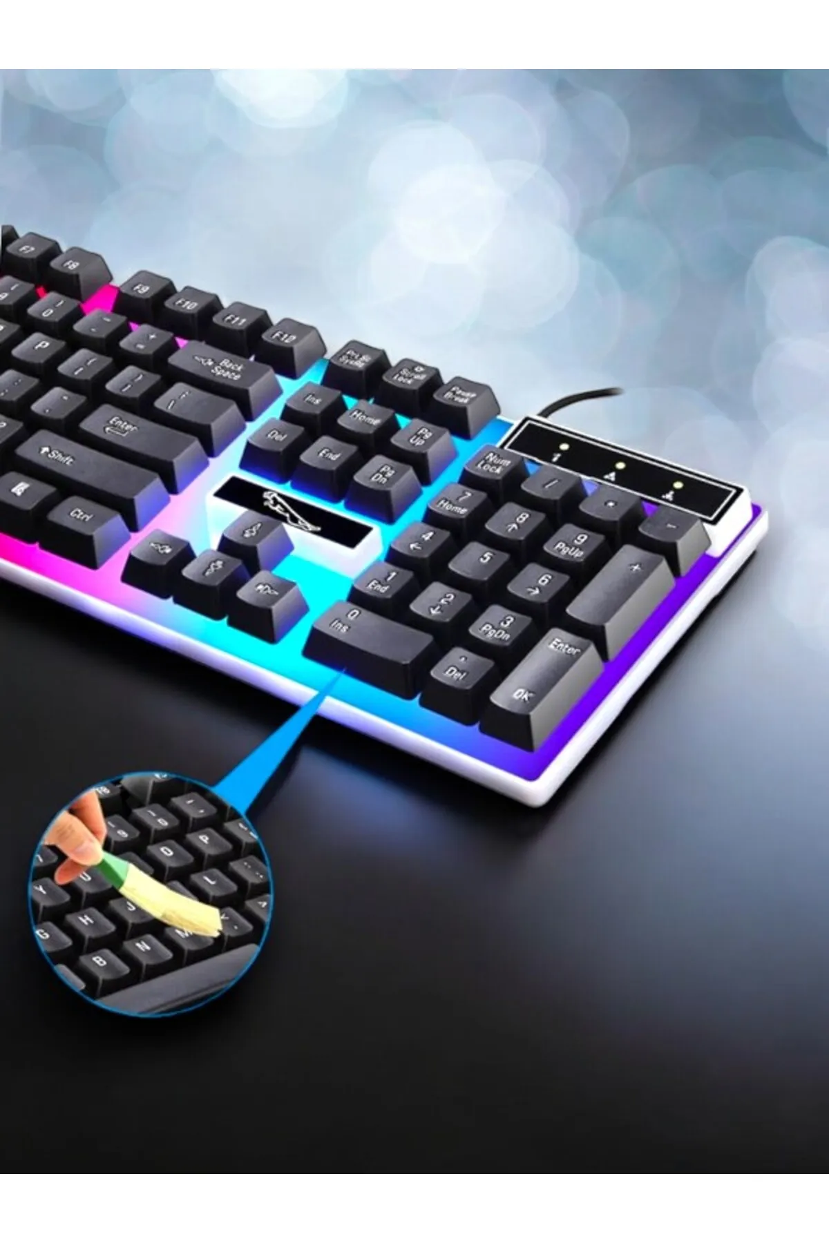 UCUZTEKNO Ergonomik ve Dayanıklı RGB Işıklı Oyuncu Klavye Mouse Kombinasyonu