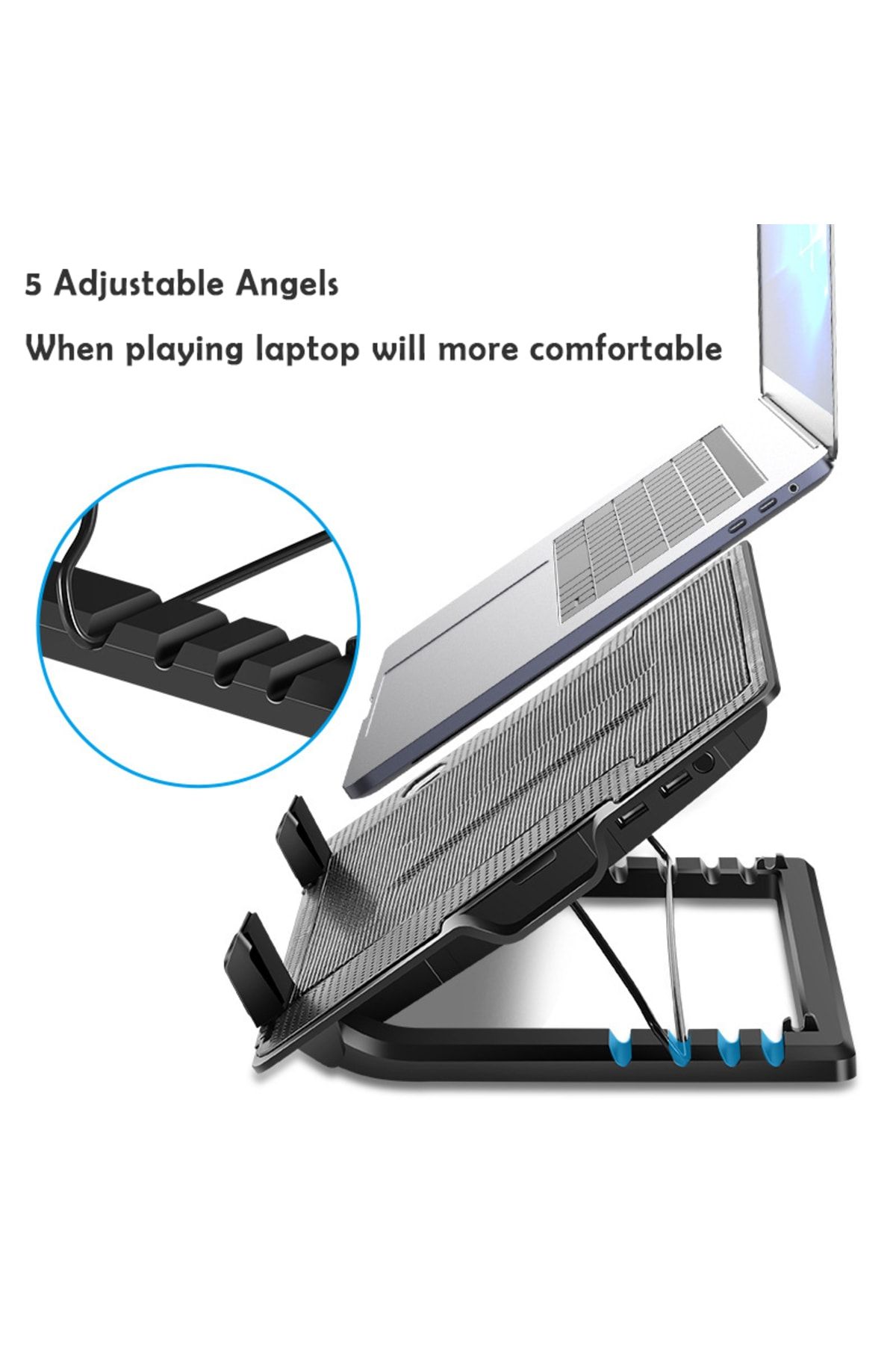 Efpazar Ergostand Kademeli  2 Usb Port Işıklı 13 cm Fan Laptop Notebook Soğutucu