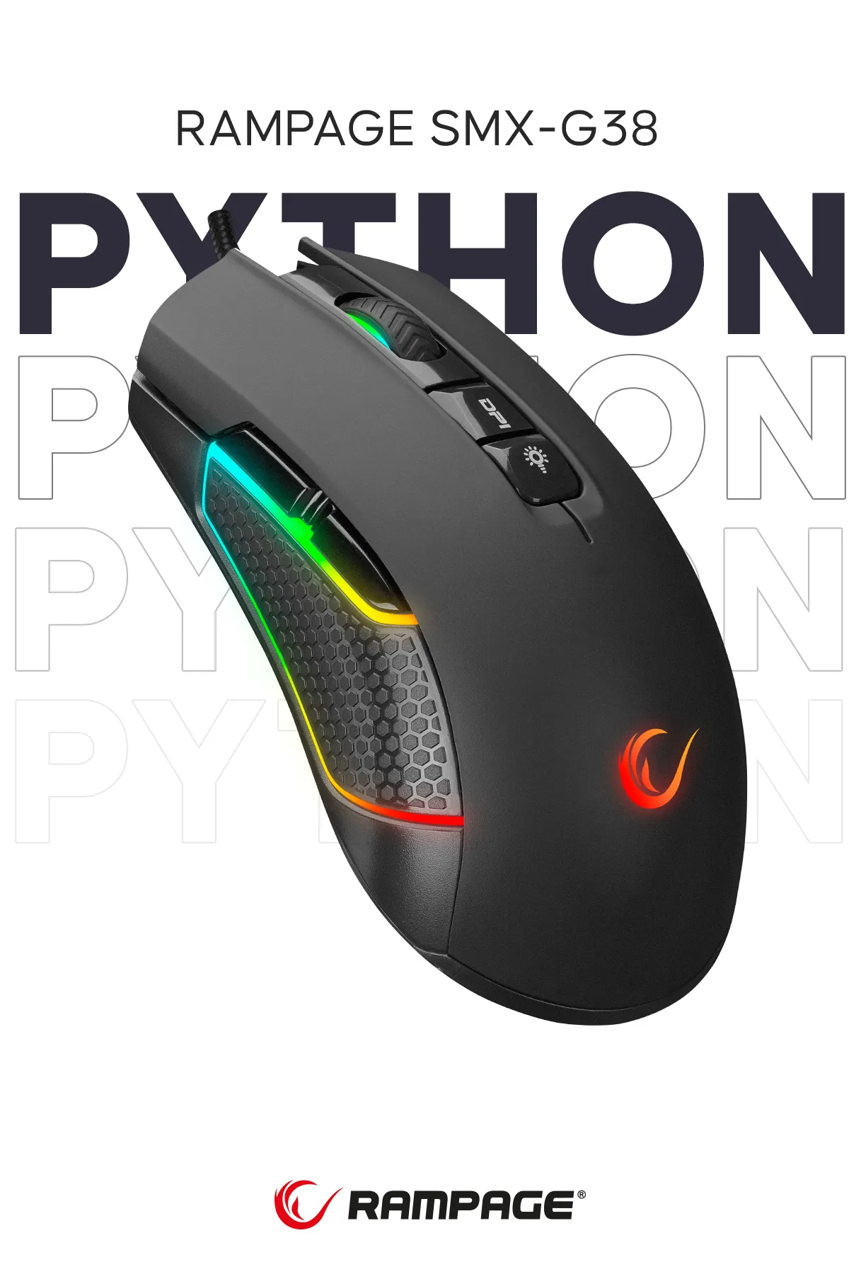 Rampage erhsp Python Usb Siyah 12400dpi Gaming Oyuncu Mouse trendy 995340