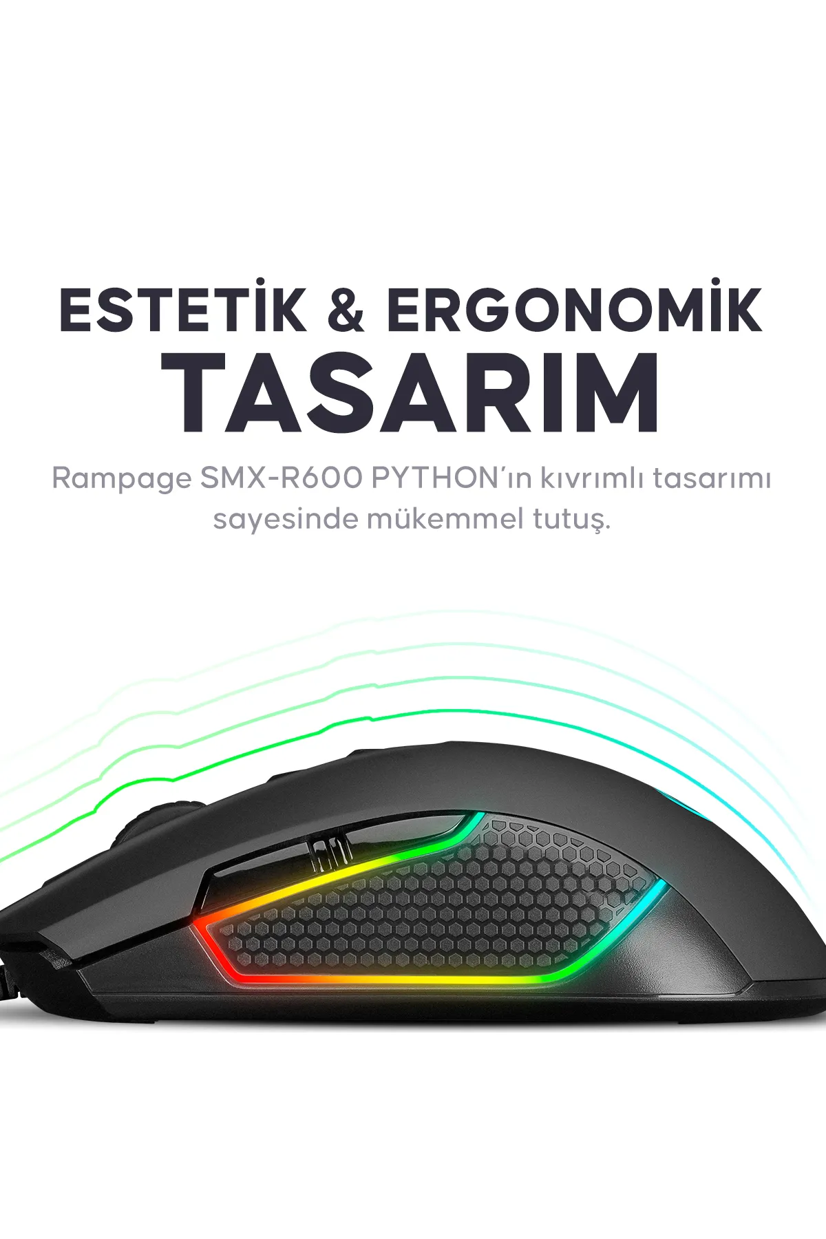 Rampage erhsp Python Usb Siyah 12400dpi Gaming Oyuncu Mouse trendy 995340