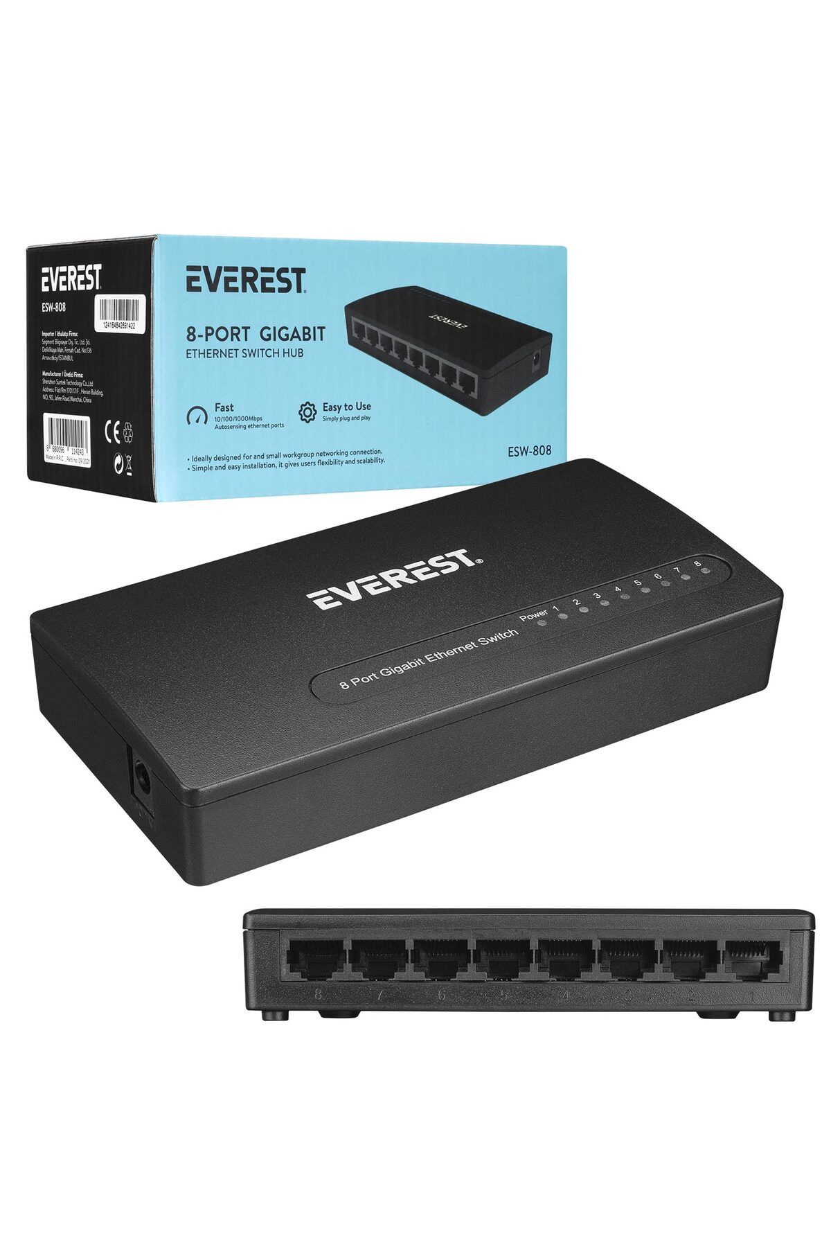 Genel Markalar Esw-808 Ethernet Switch Hub 8 Port Gigabit 1000 Mbps