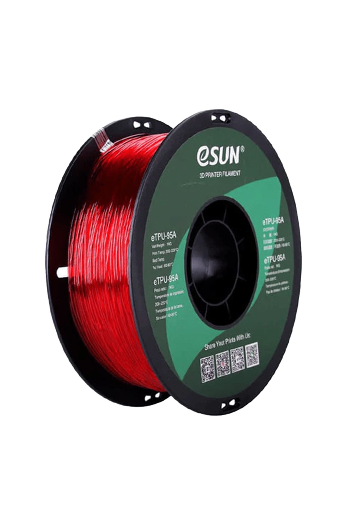 eSun eTPU-95A Filament Transparan Kırmızı