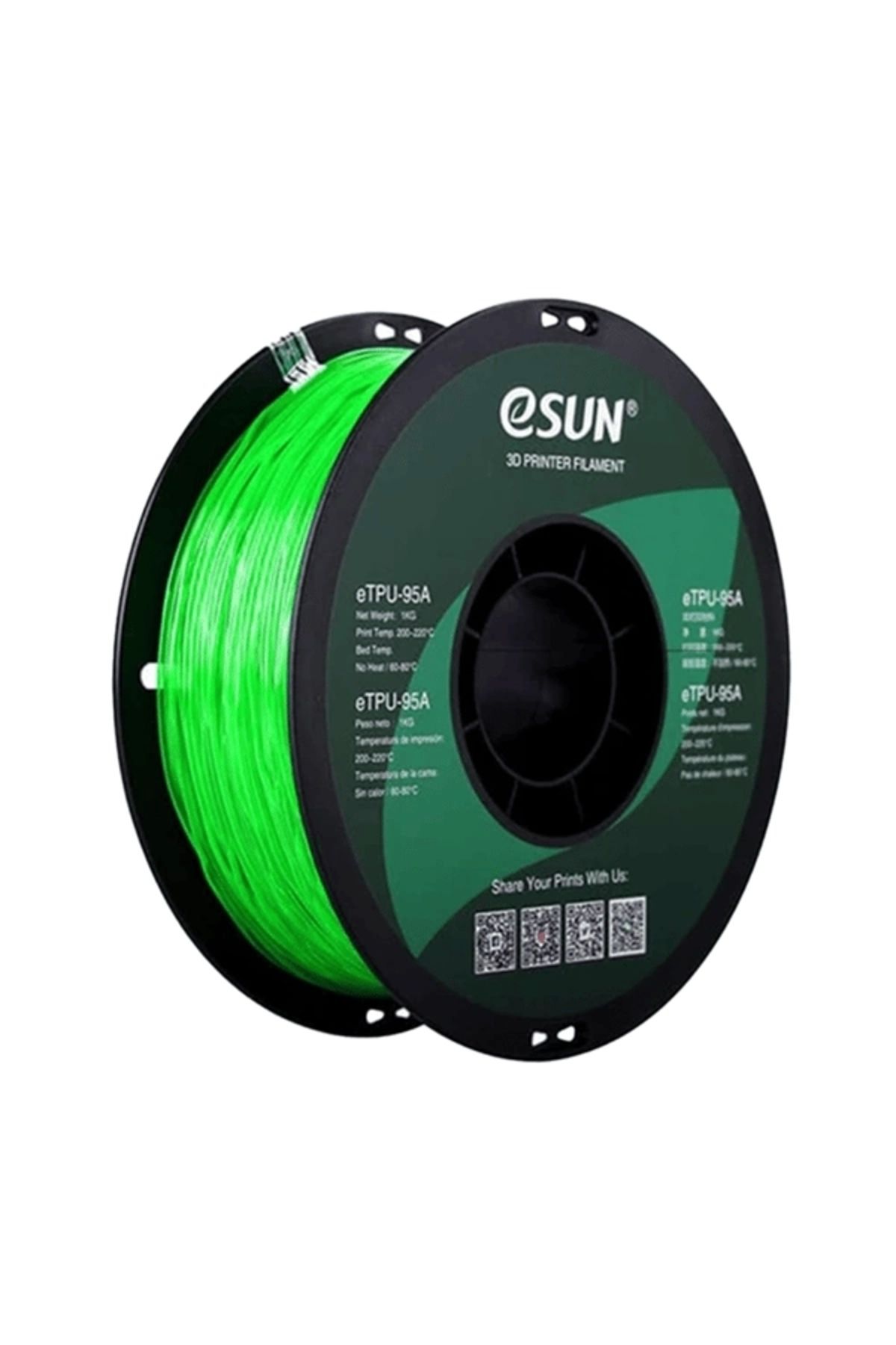 eSun eTPU-95A Filament Transparan Yeşil