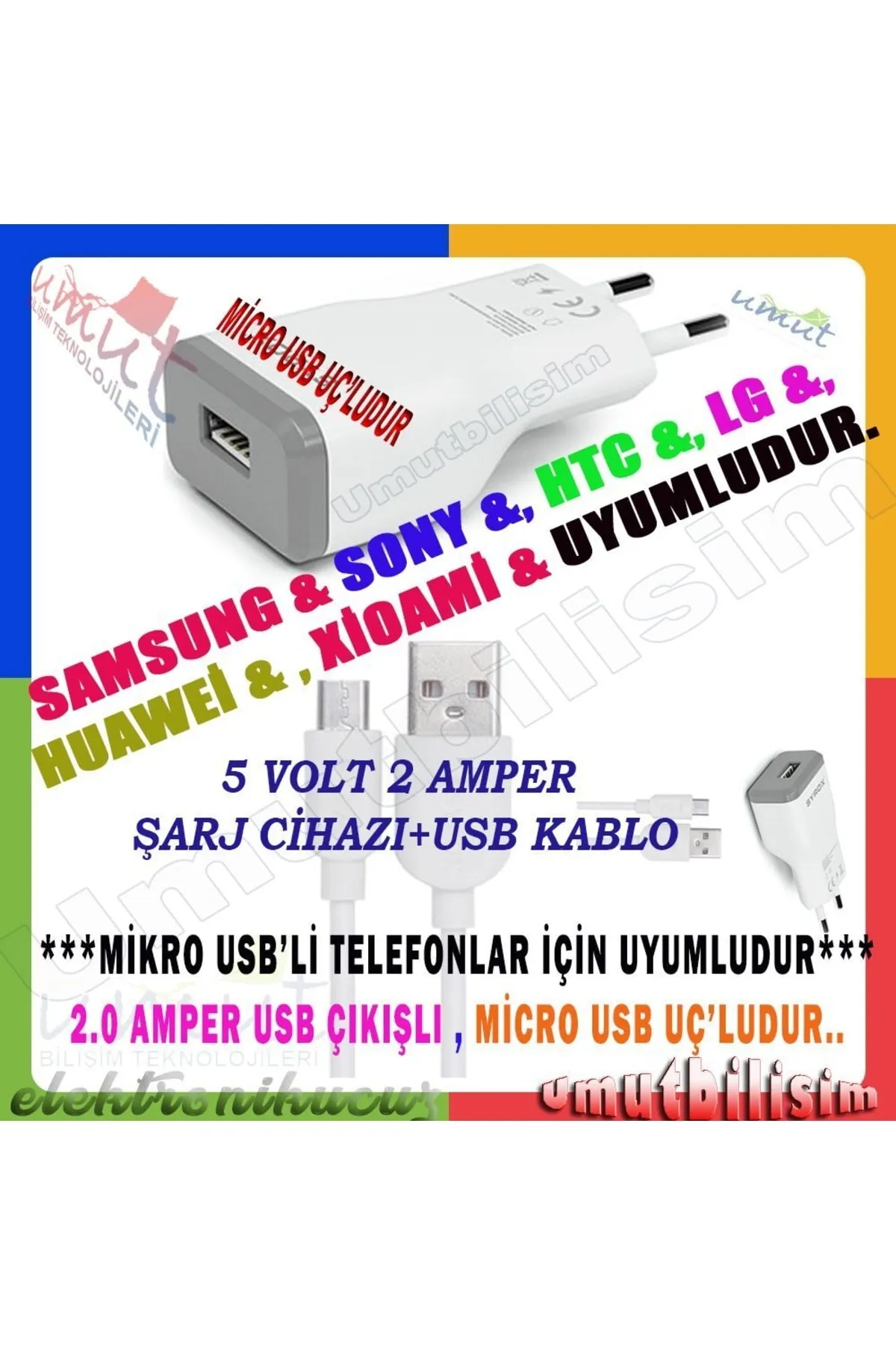 Syrox Eu-39-honor 10i Uyumlu Mikro Usb Girişli 2.0 Amper Şarj Aleti+kablo Şarj Cihazı - J15