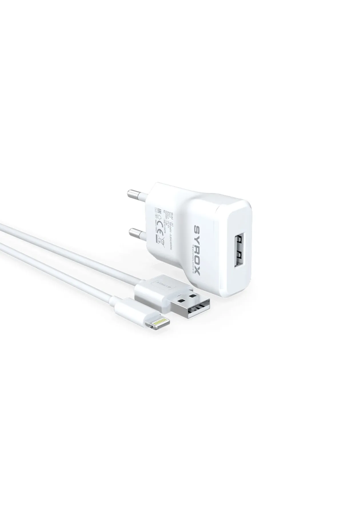 Syrox Eu-41-elektronikucuz-electronıccheap- Usb Ios Şarj Adaptörü Ve Kablosu 1m 1a J17 (iphone Uyum)