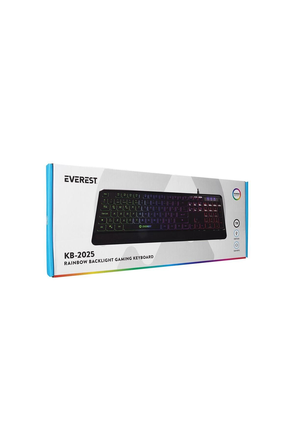 OEM Everest Siyah USB Rainbow Backlight Membrane Gaming Kablolu Oyuncu Klavye