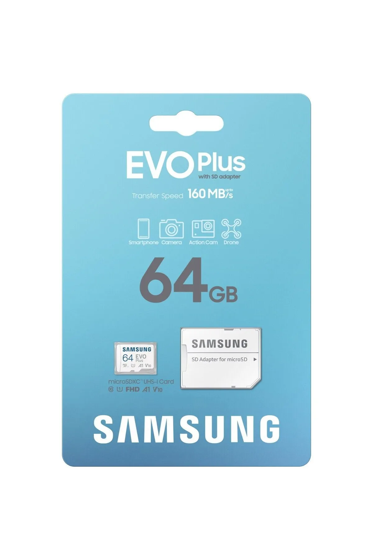 Samsung Evo Plus 64gb Microsd Mb-mc64a/apc 160 Mb/sn Beyaz Hafıza Kartı ( Türkiye Garantili)