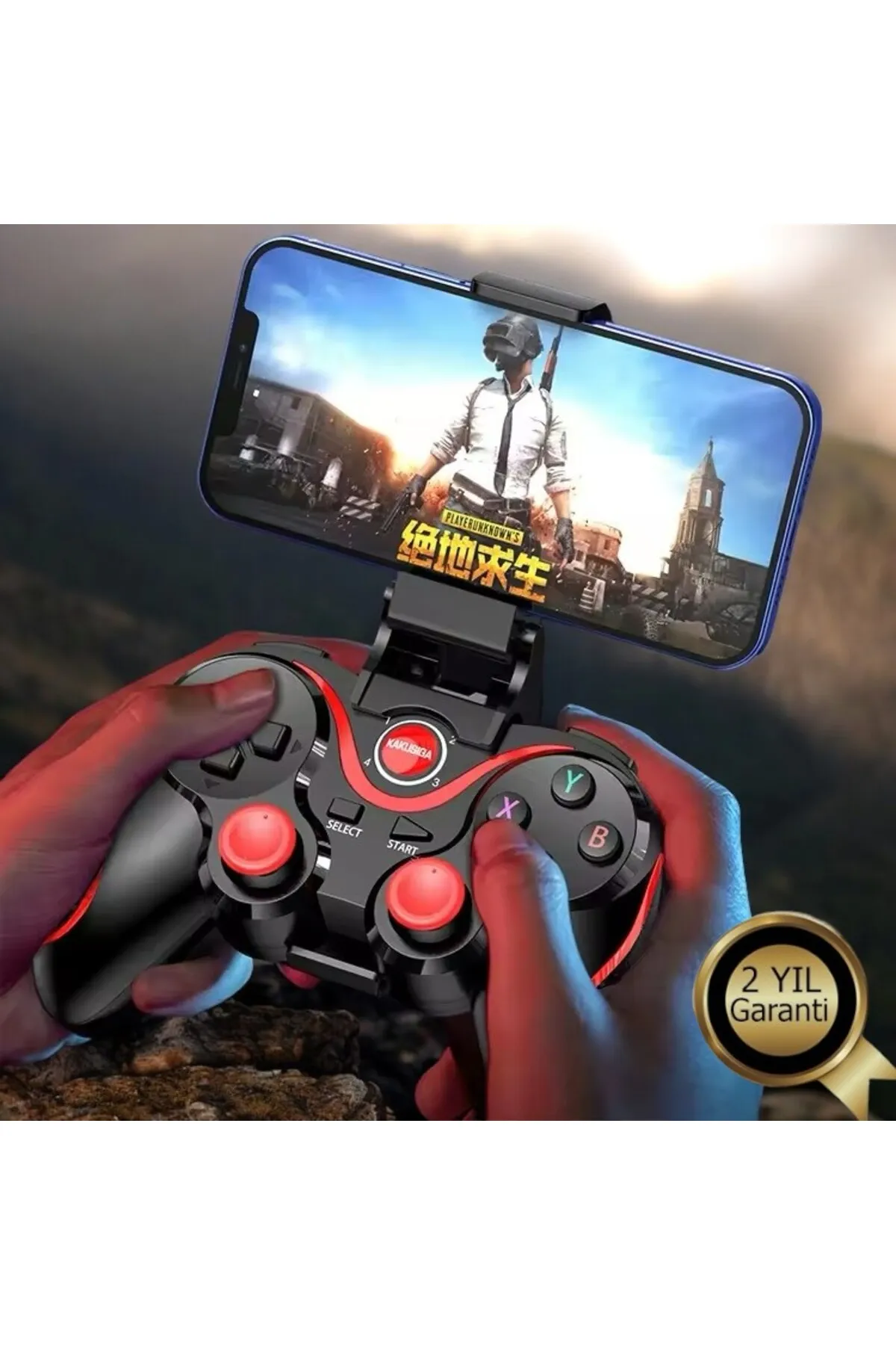 UCUZTEKNO Evrensel Kablosuz Gamepad - Uyumlu  Telefon Tutuculu ve Şarj Edilebilir