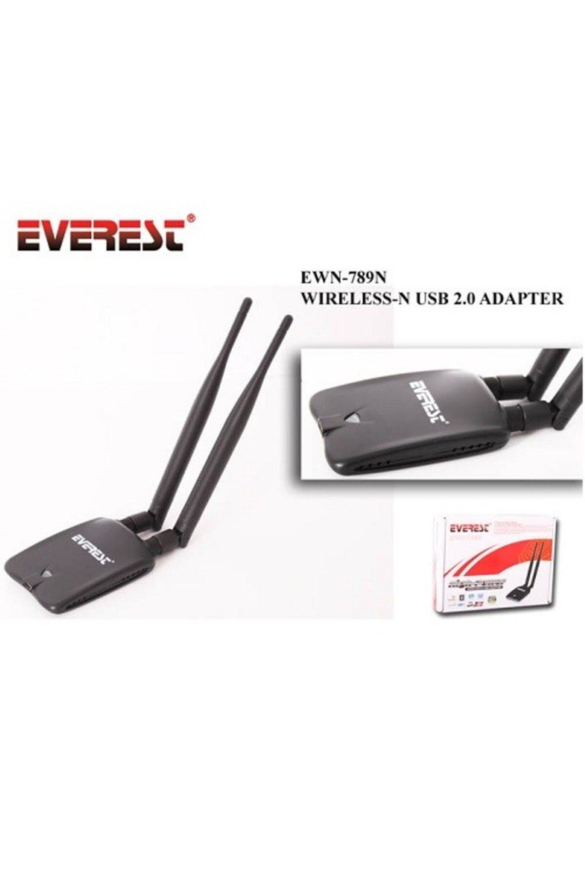 Everest Ewn-999 300Mbps Usb High Power Kablosuz Adaptör Çift Antenli