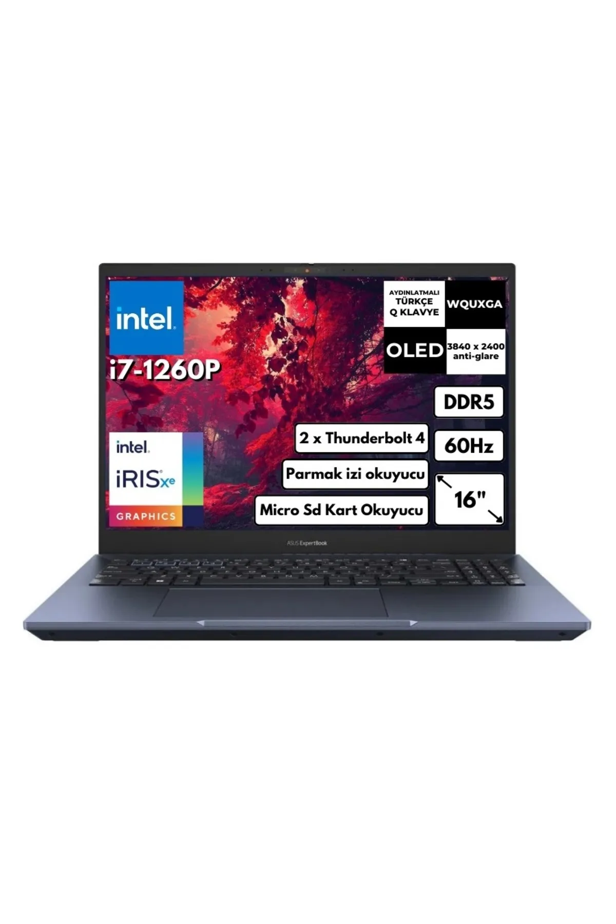 Asus ExpertBook B5 B5602CBA-i7126016512DS Intel Core i7-1260P 16GB 512GB SSD 16" 4K WQUXGA OLED Freedos