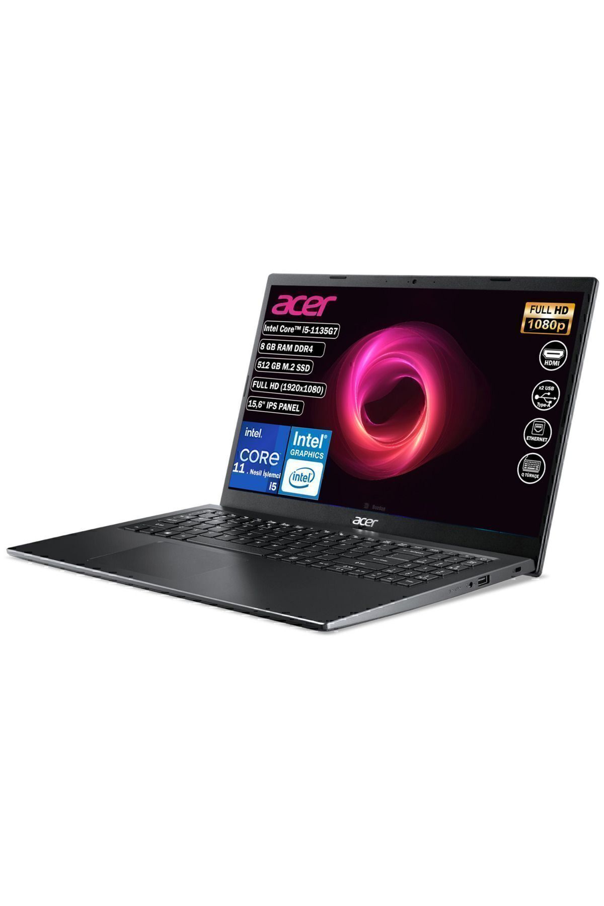 Acer Extensa Ex215-54 Intel Core I5 1135g7 8 Gb 512 Gb Ssd Freedos 15.6" Fhd Nx.egjey.00a