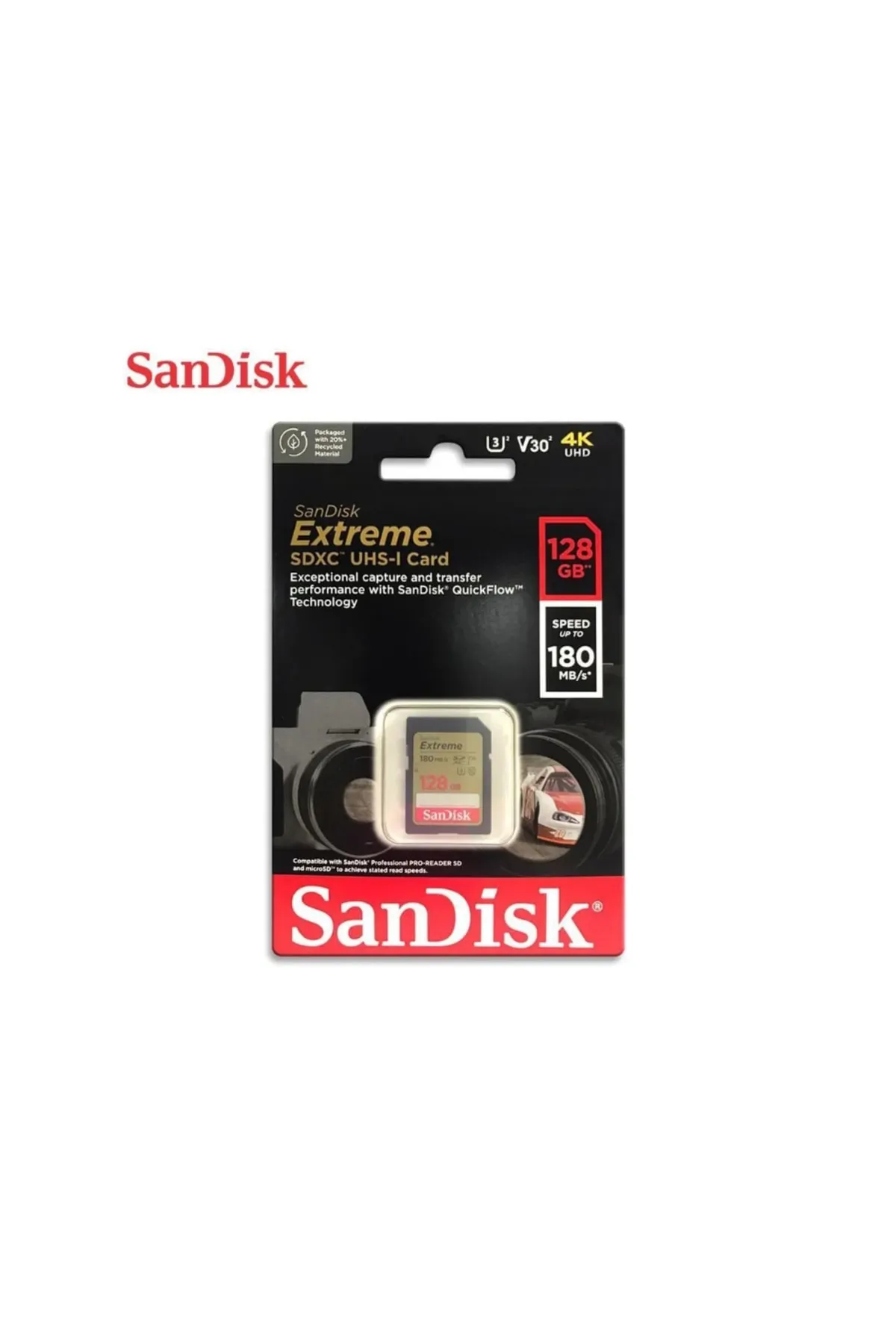 Sandisk Extreme 128gb 180mb/s Sd Uhs-ı 4k Uhd Hafıza Kartı Sdsdxva-128g-gncın