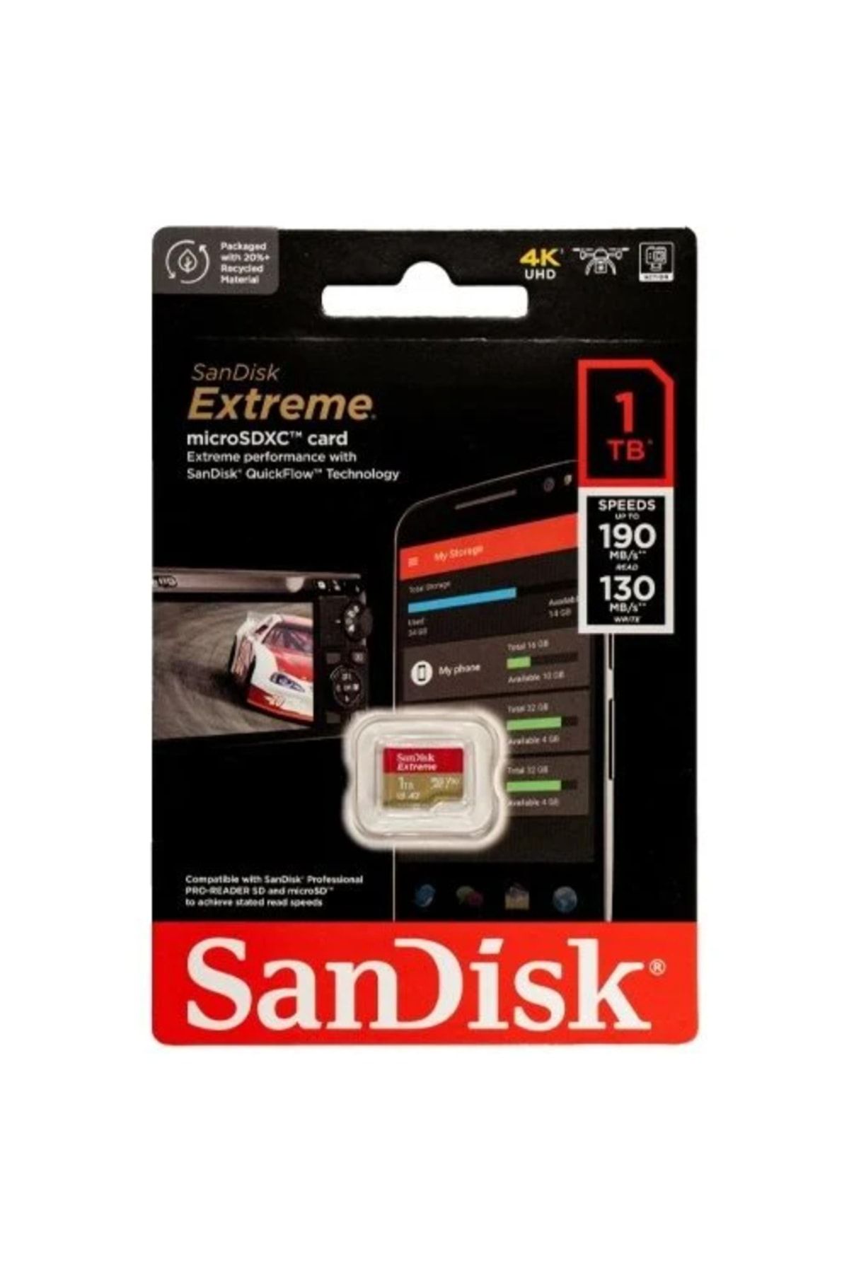 Sandisk Extreme 1tb 190/130mb/s Microsdxc Uhs-ı A2 V30 4k Hafıza Kartı Sdsqxav-1t00-gn6mn