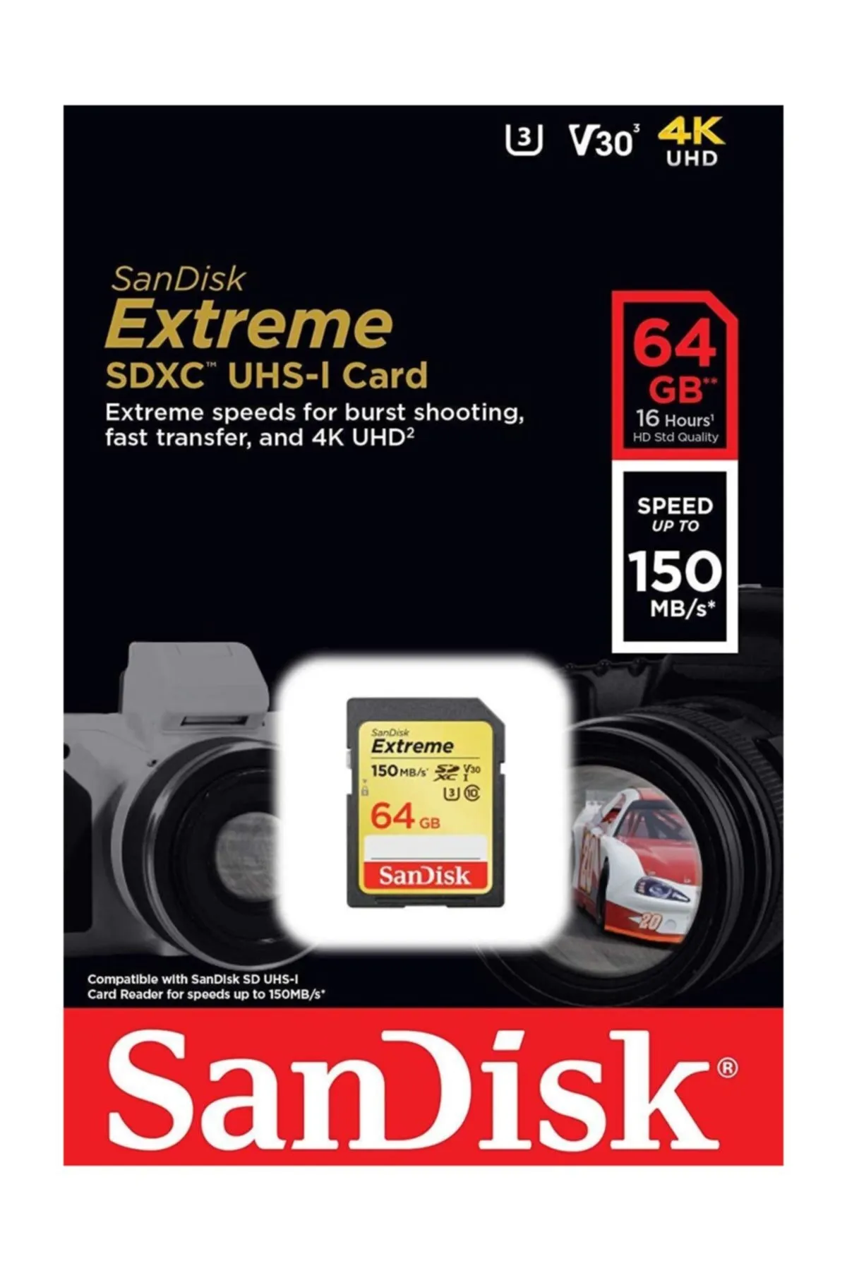 Sandisk Extreme 64 GB 150Mb/S C10 Sdsdxv6-064G-Gncın Sdxc Hafıza Kartı