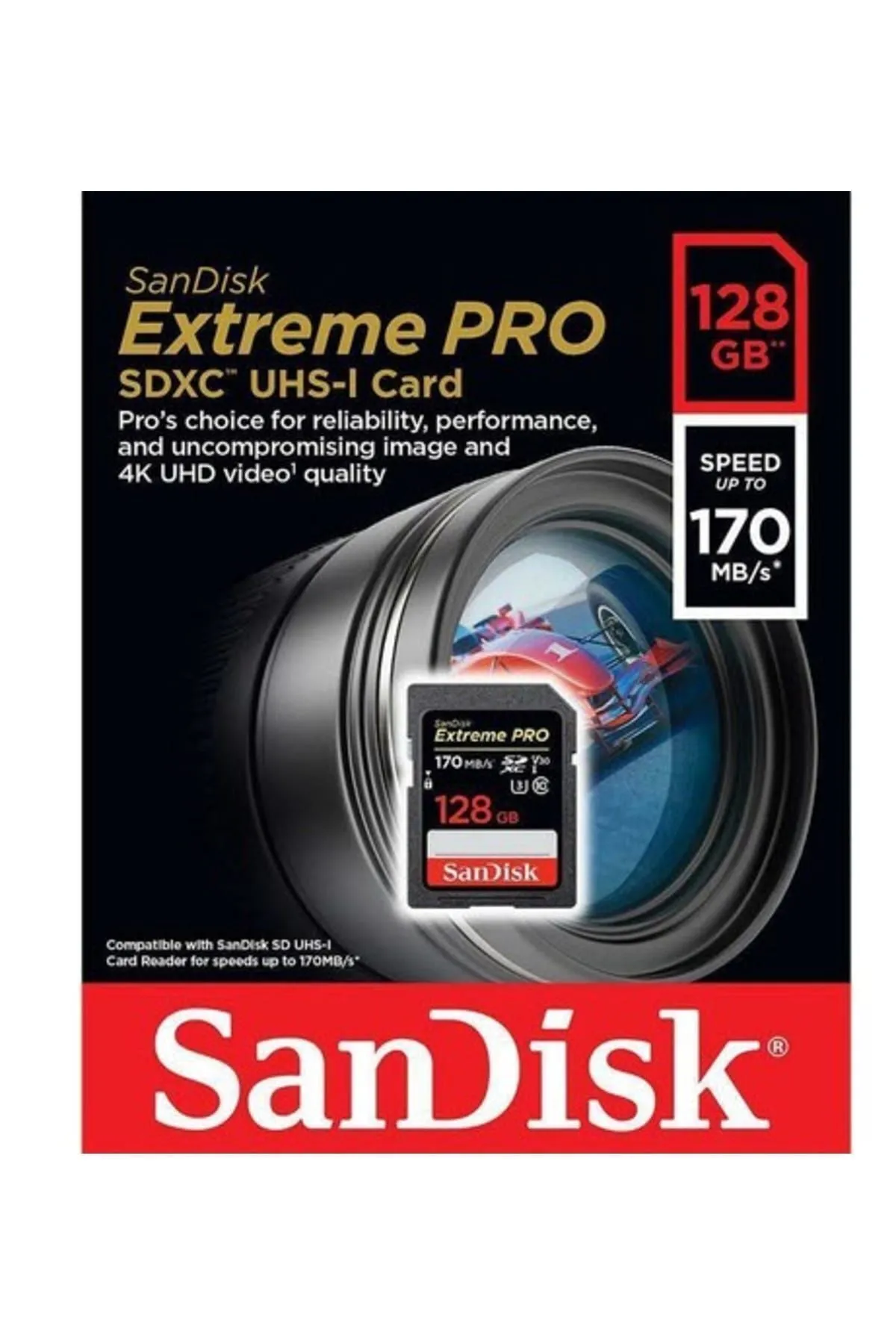 Sandisk Extreme Pro 128GB 170Mb/s V30 UHS-I U3 SDSDXXY-128G-GN4IN SDXC Hafıza Kartı