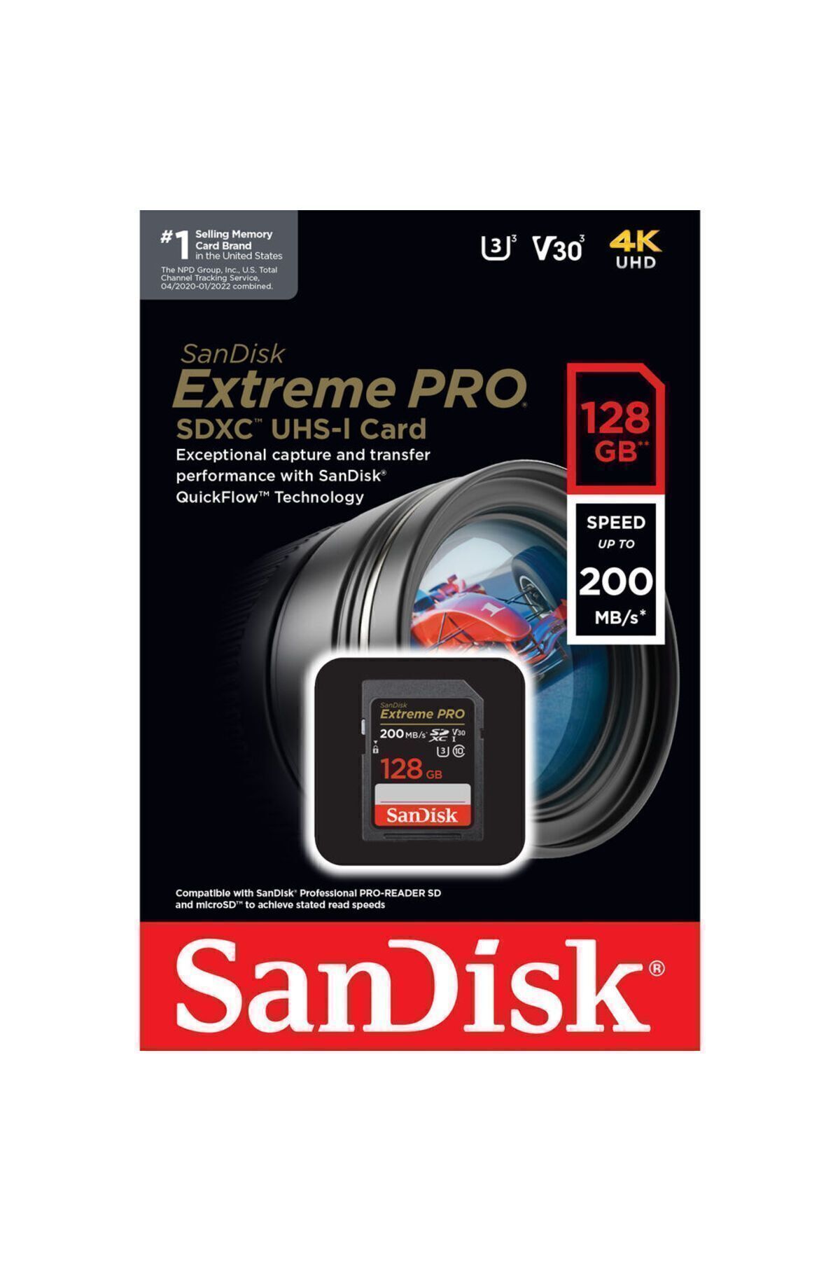 Sandisk Extreme Pro 128gb 200/90mb/s Sdxc V30 Uhs-ı U3 Hafıza Kartı Sdsdxxd-128g-gn4ın