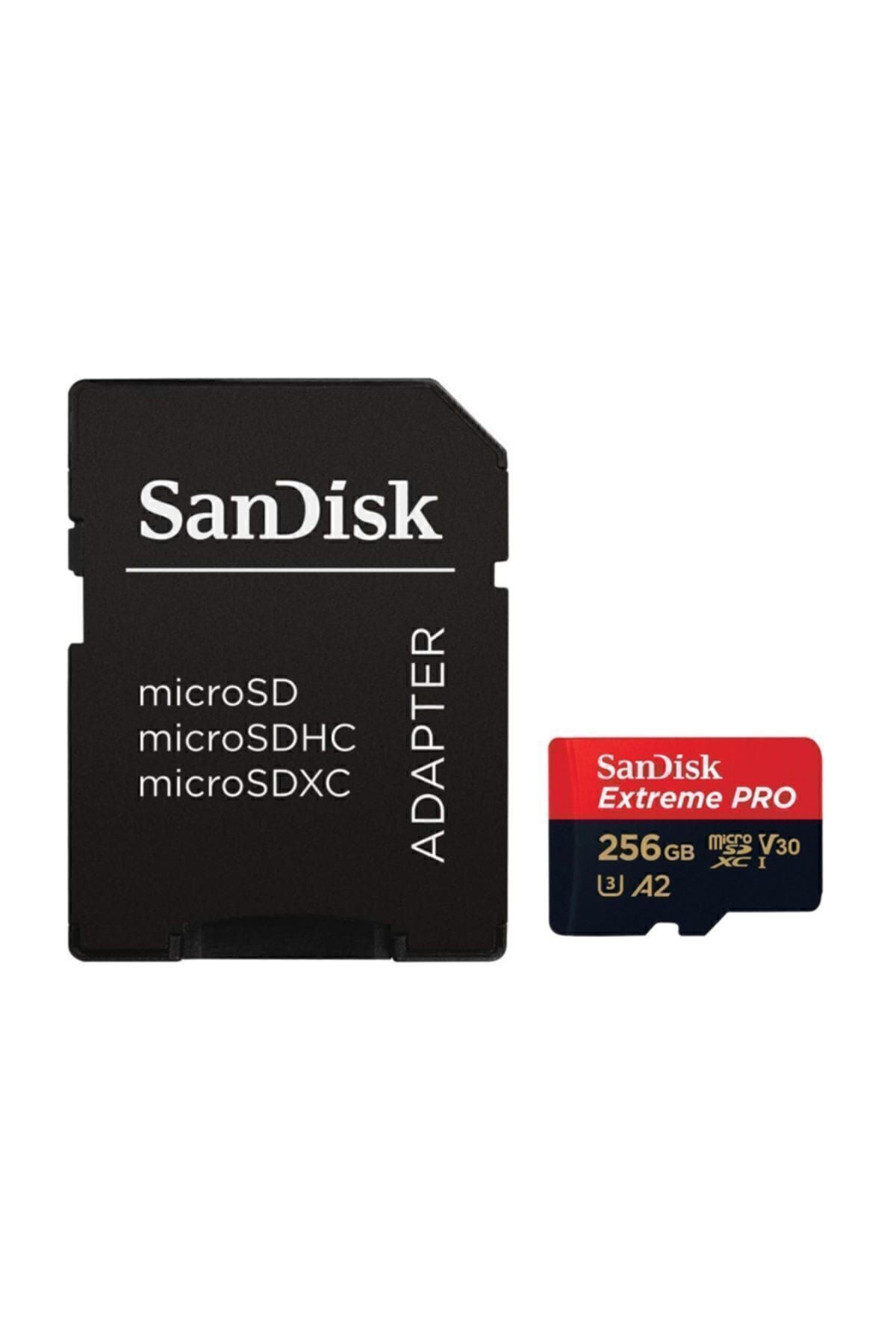 Sandisk Extreme Pro 256 GB MicroSDXC Hafıza Kartı U3 A2 170MB/s +SD Kart Adaptörü SDSQXCZ-256G-GN6MA